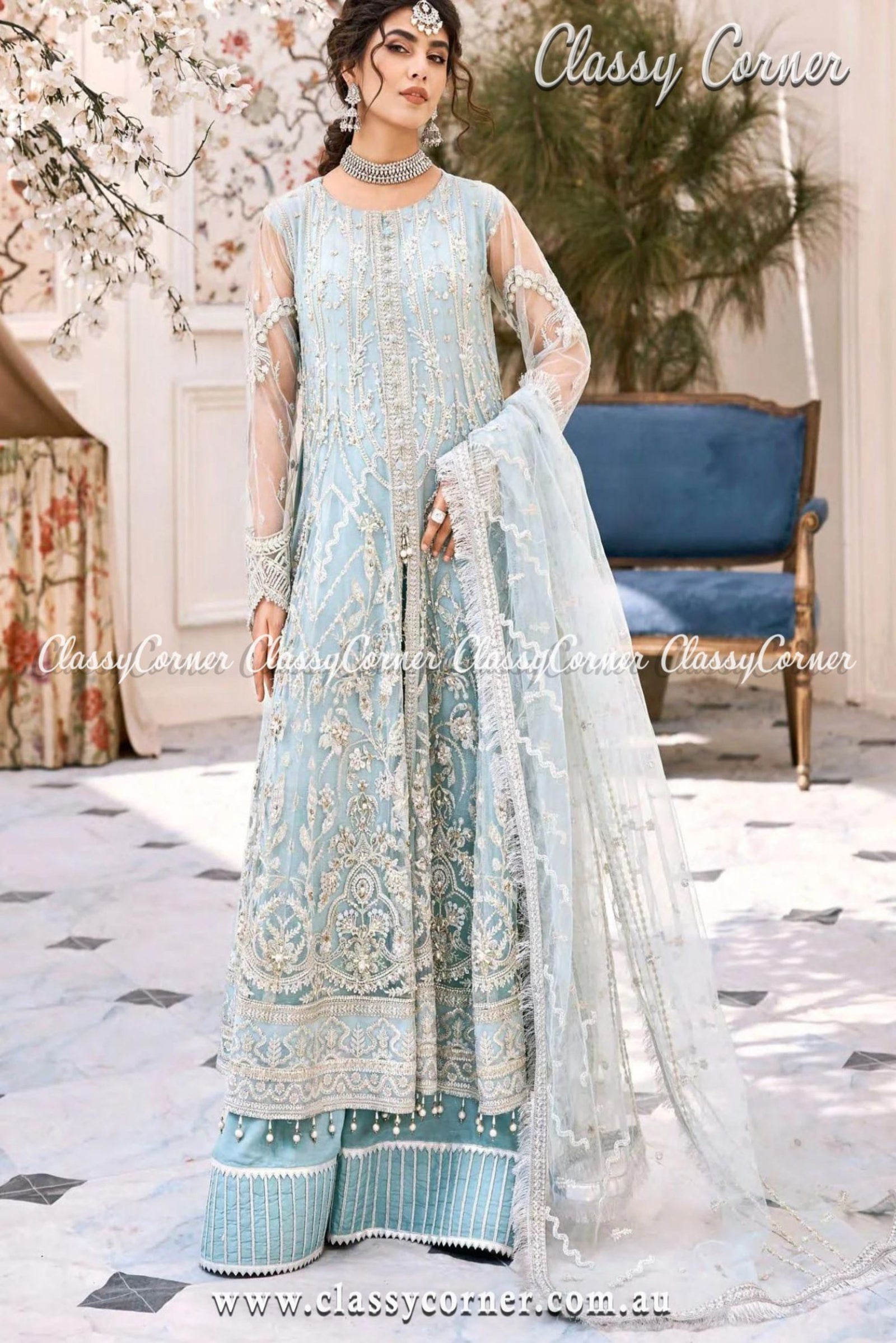 Premium Green Sharara Gharara Suit for Woman, Traditional Embroidery D –  azrakhkurtis