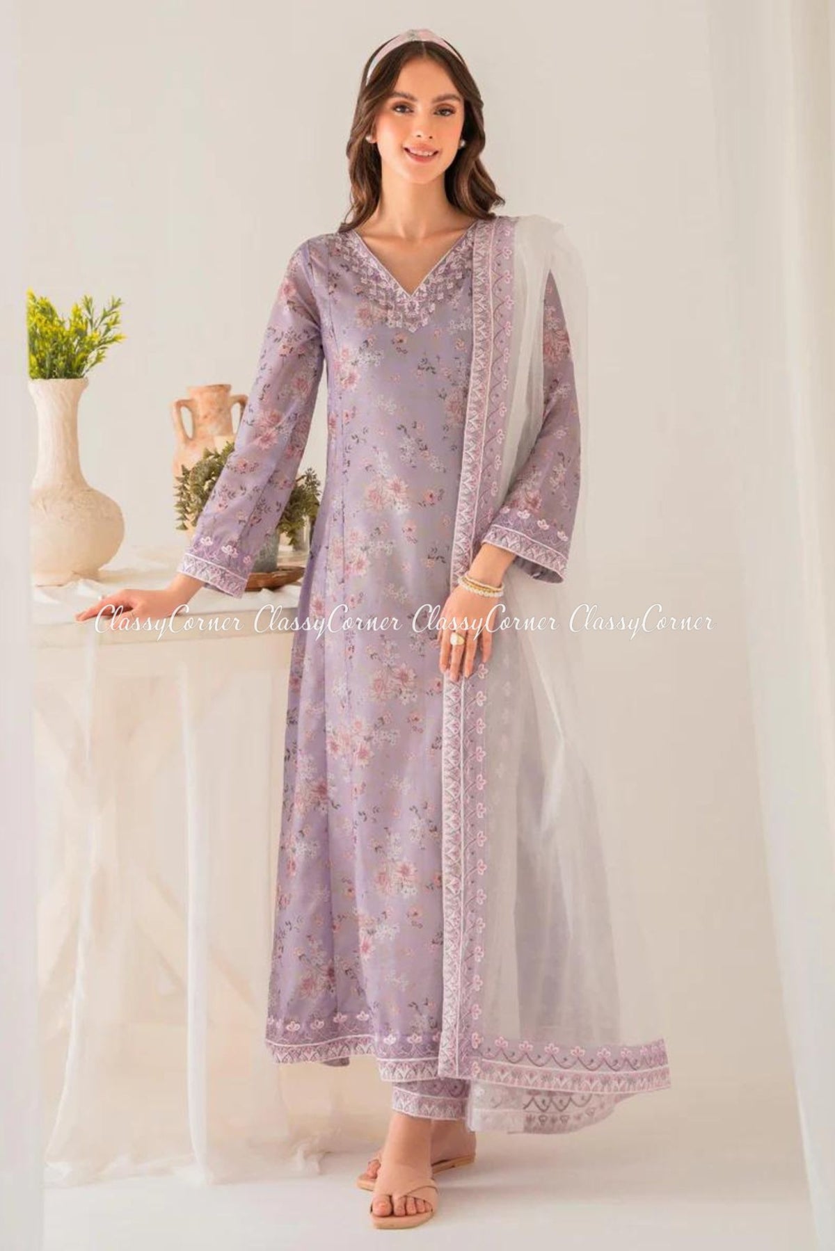 Purple Pakistani Casual Shalwar Kameez