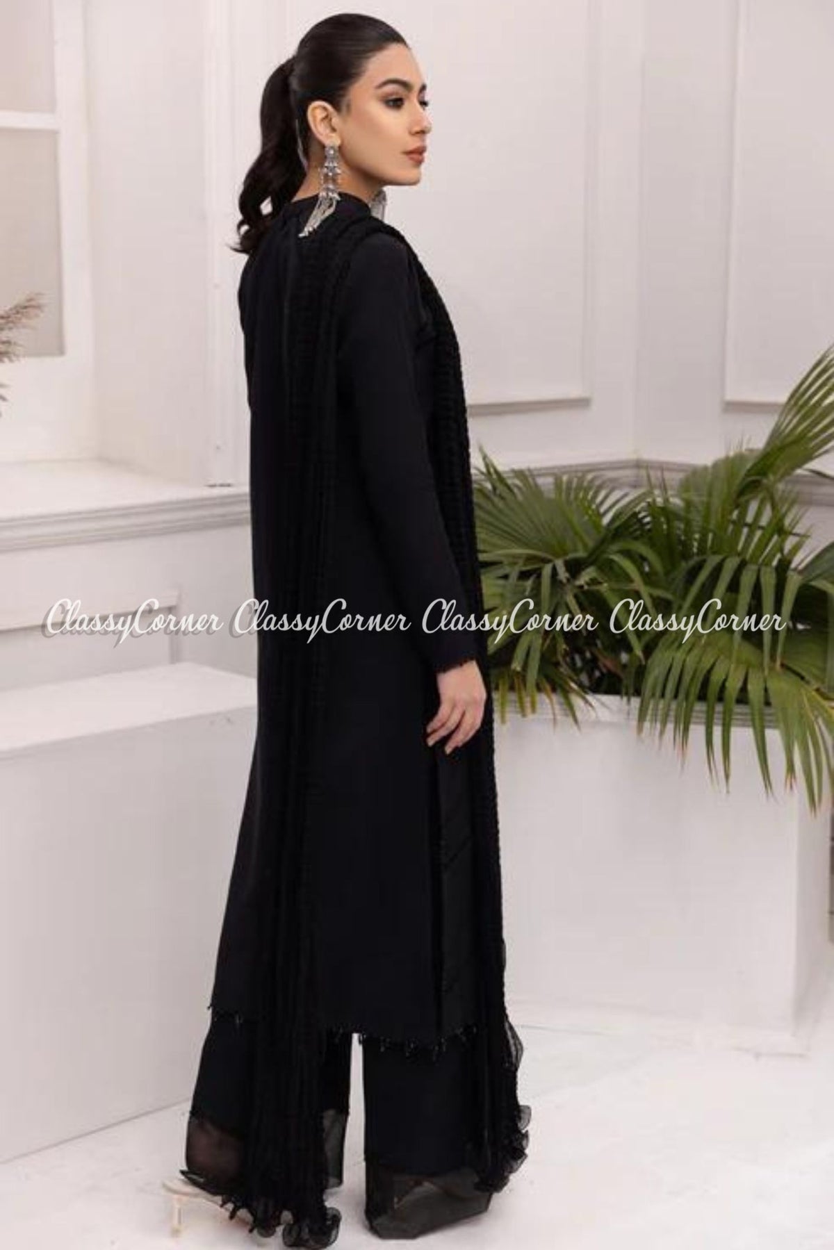 Black Chiffon Readymade Salwar Kameez