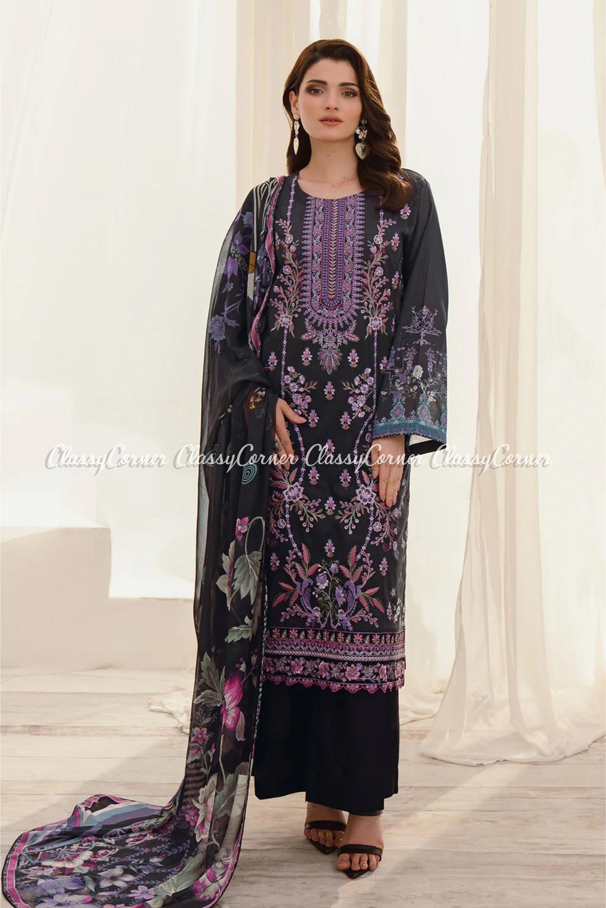 Black Lawn Pakistani 3PC Suit