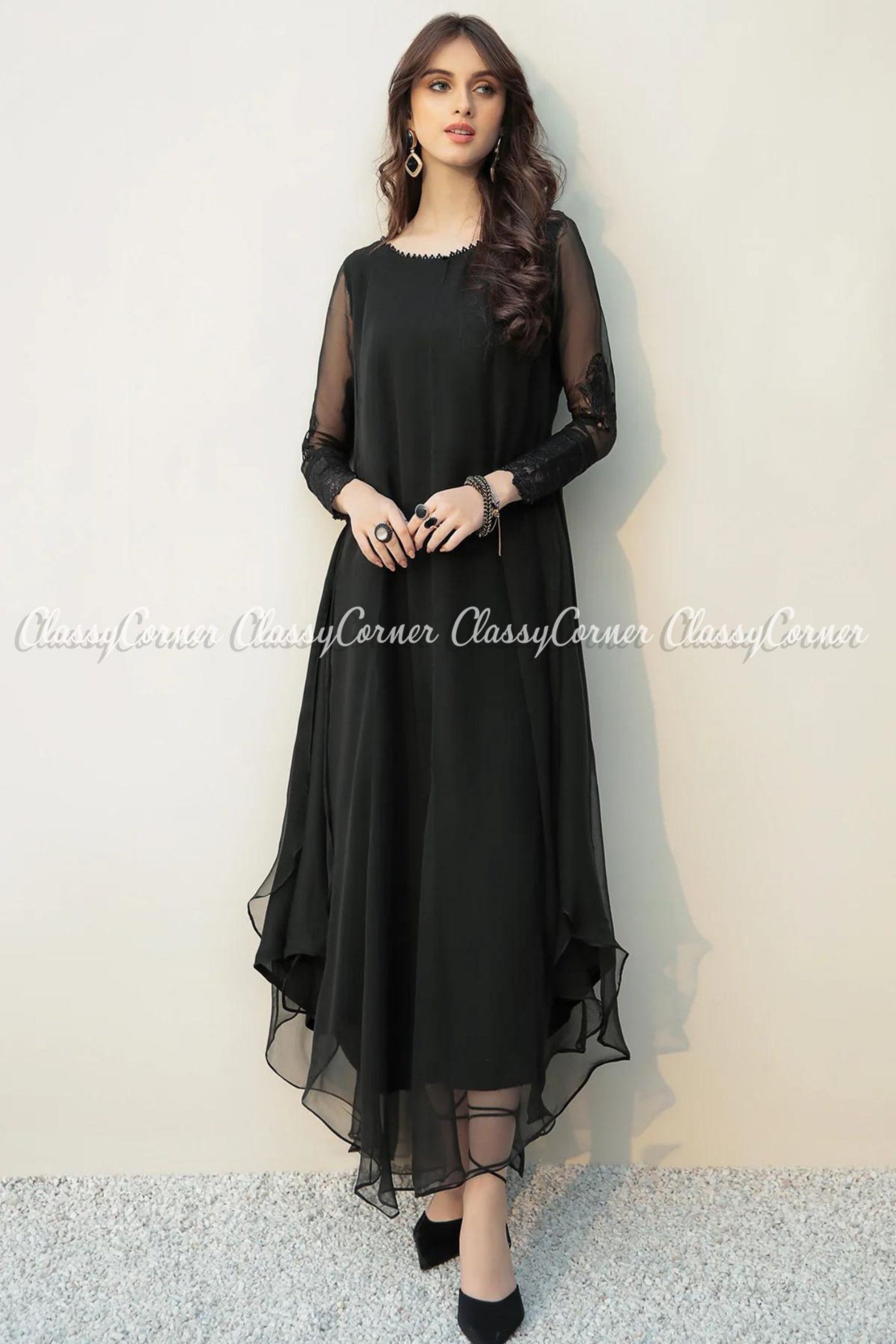 Black shop chiffon frock