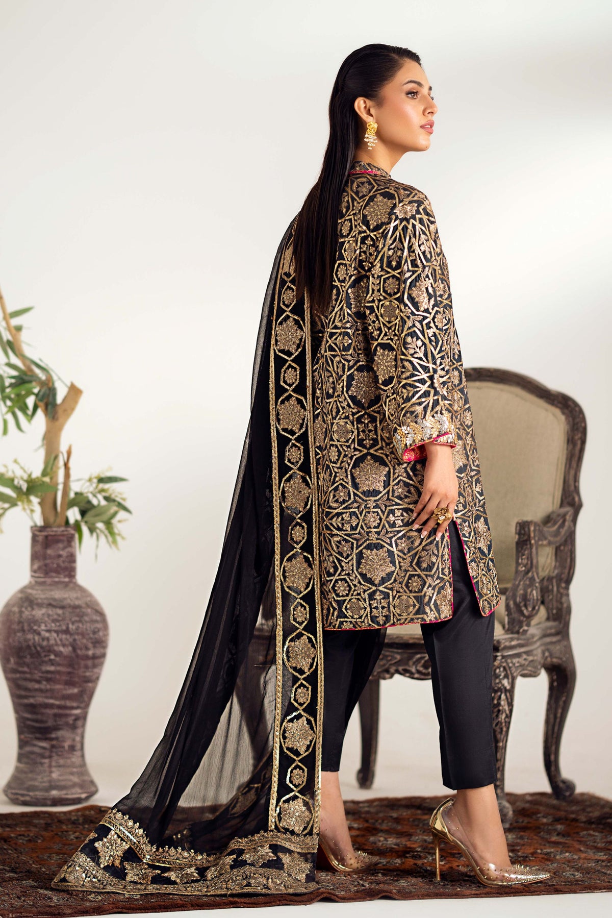 Pakistani Black Viscose Suit