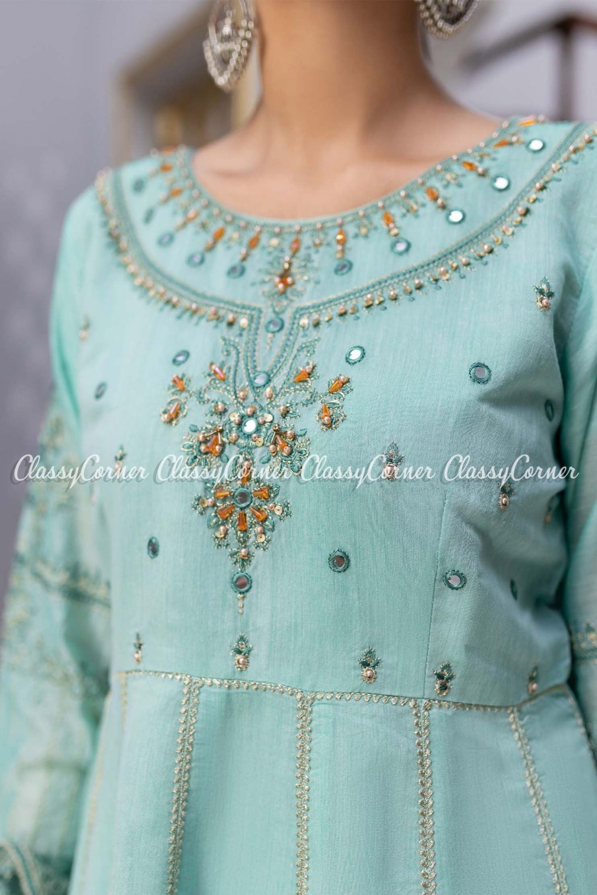 Sky Blue Pakistani Formal Wear Gharara