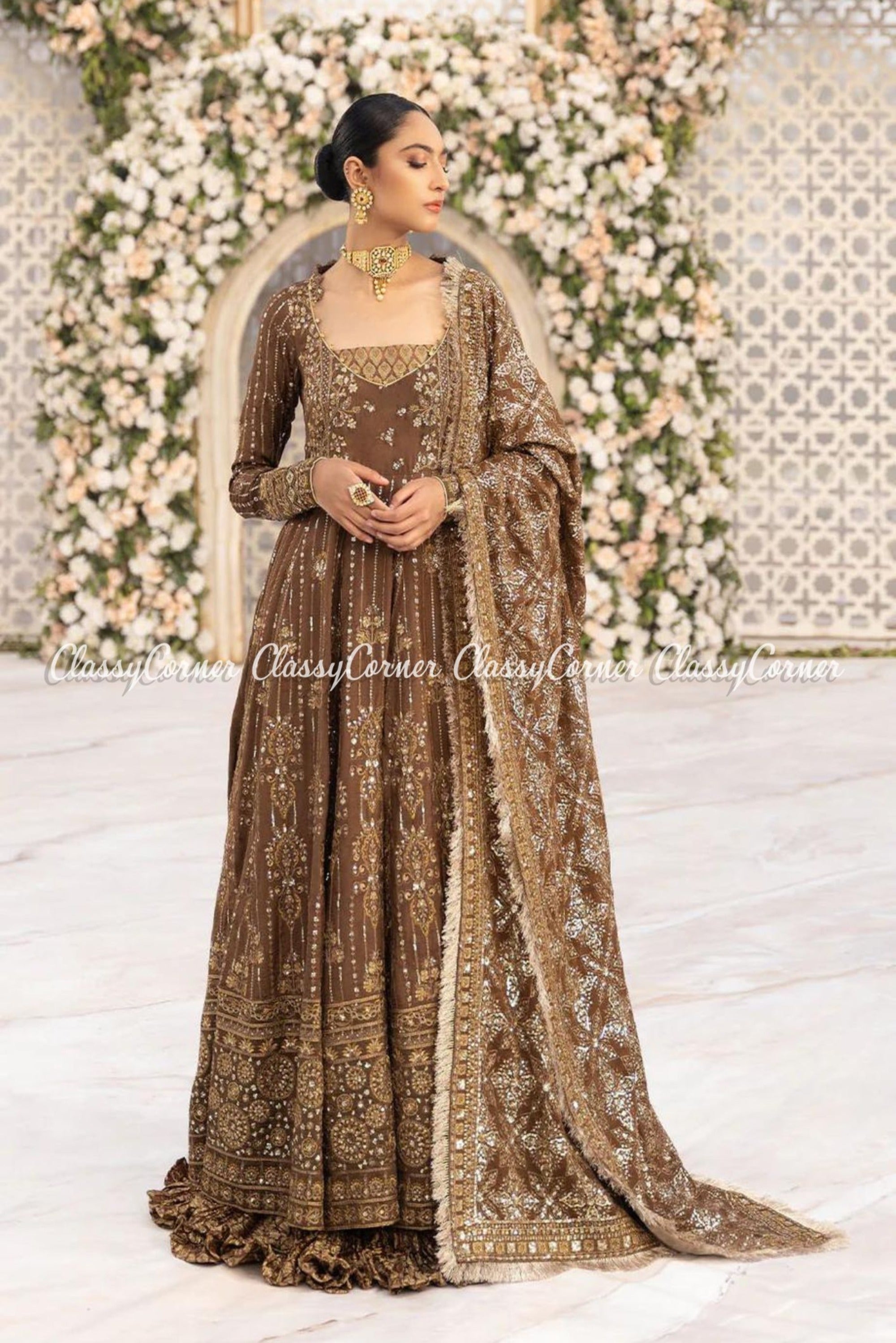 Women Wedding Wear Gown Pakistani Custom Made Outfit Classy Corner