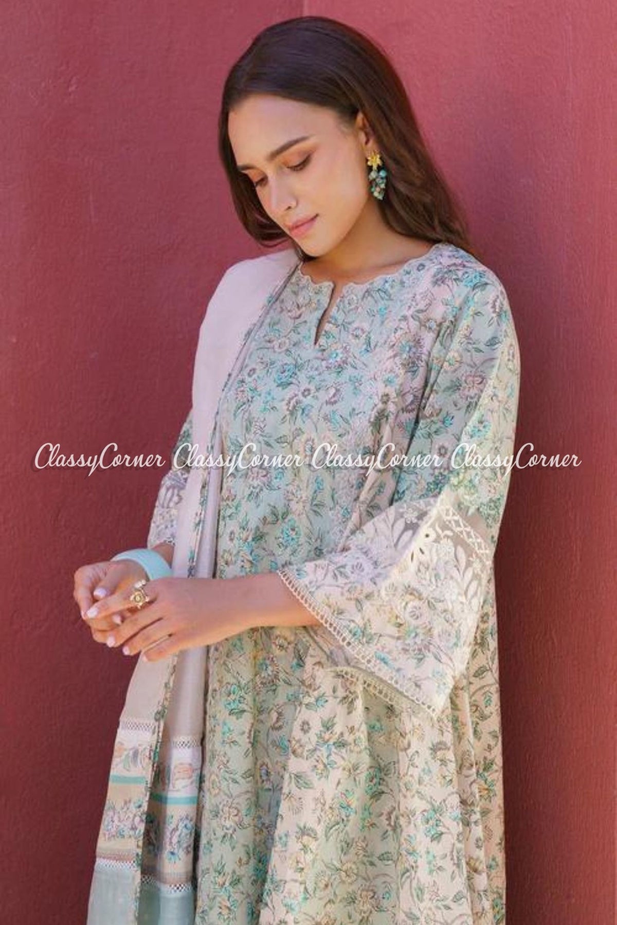 Green Lawn Printed Salwar Kameez