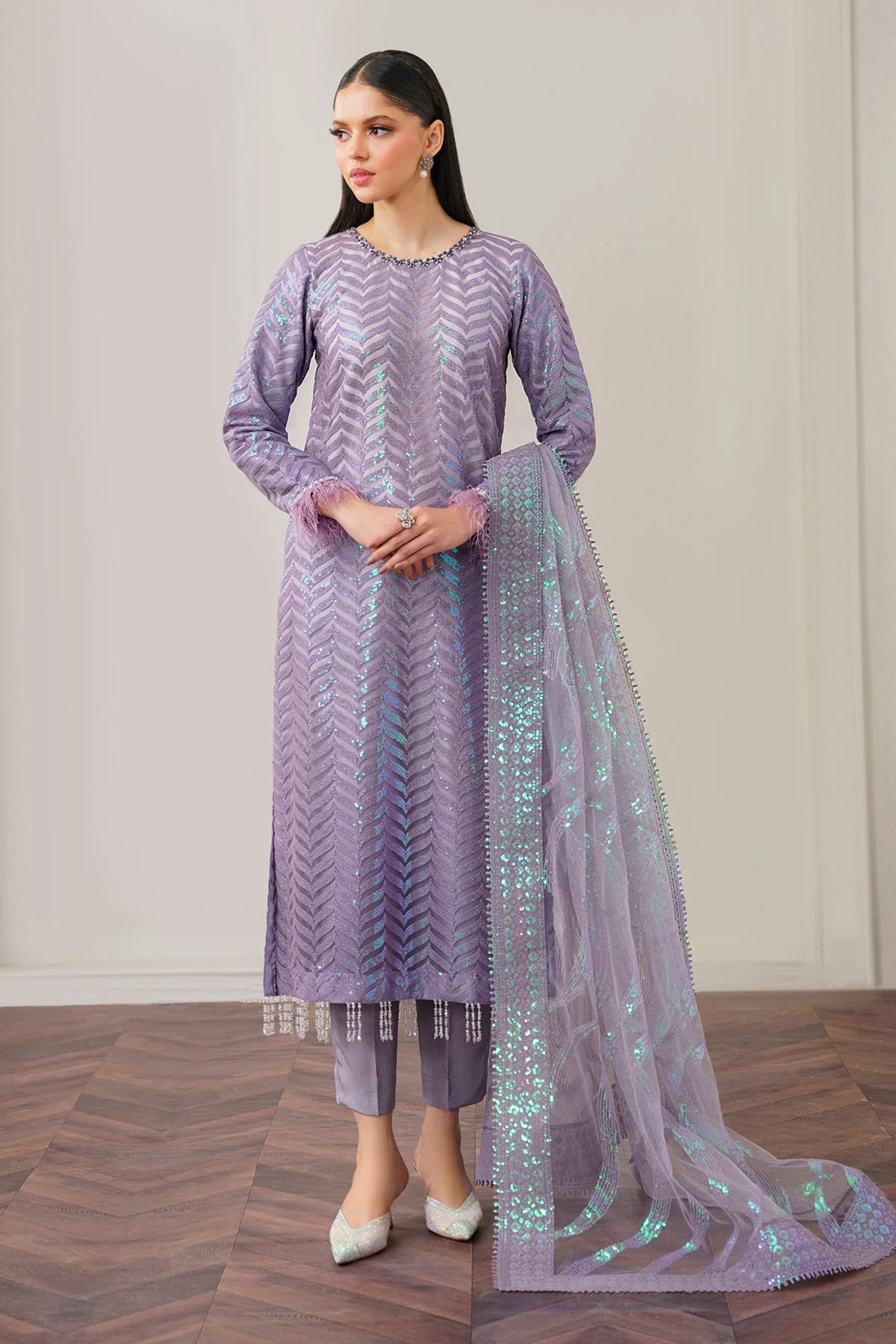 Grey and purple pakistani dresses hotsell