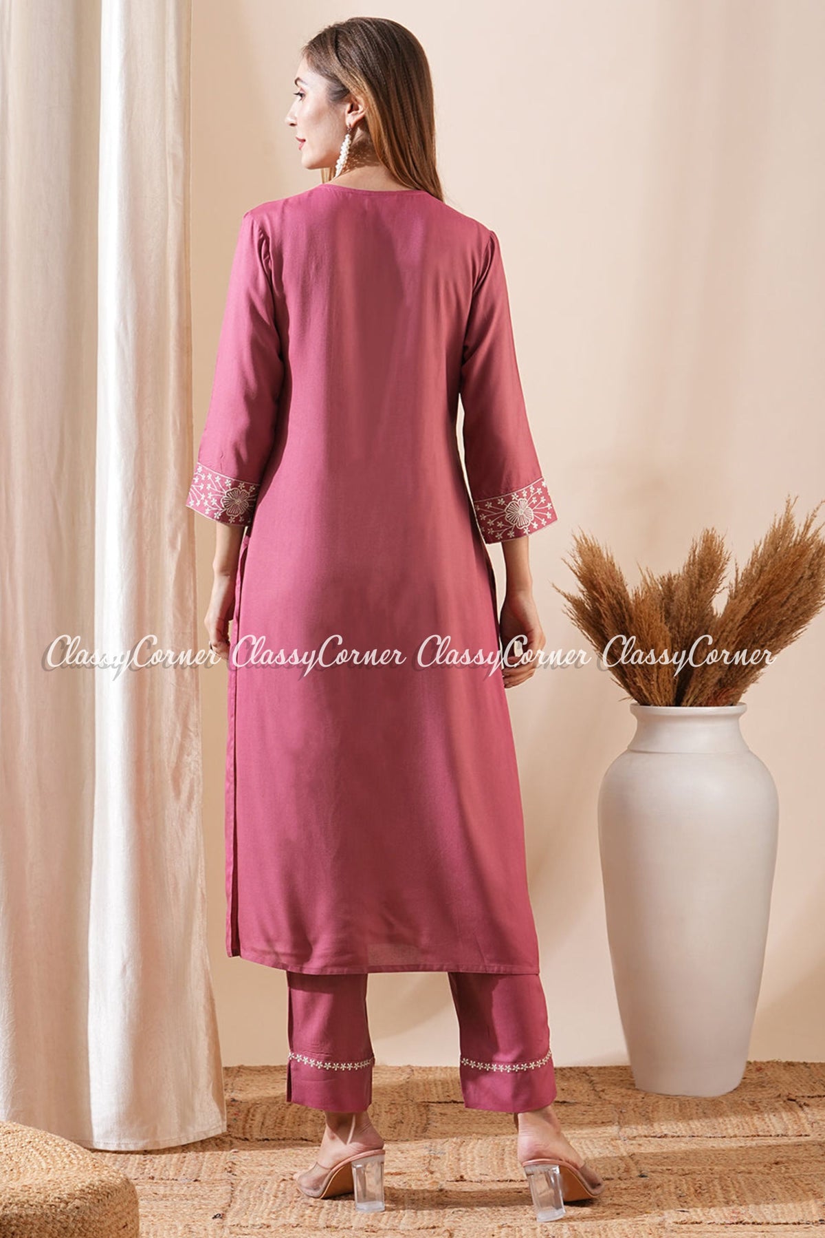 Solid Pink Indian Readymade Suit