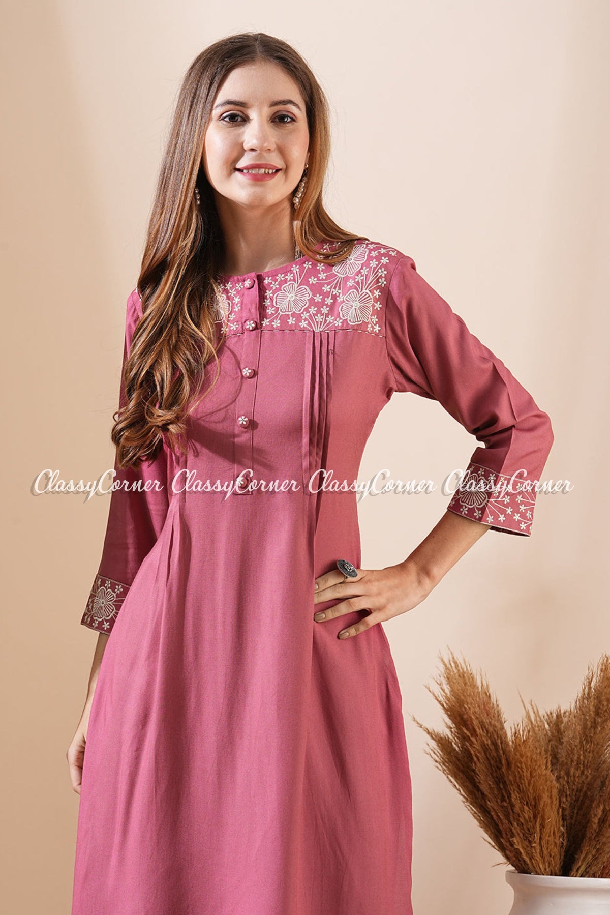 Solid Pink Indian Readymade Suit