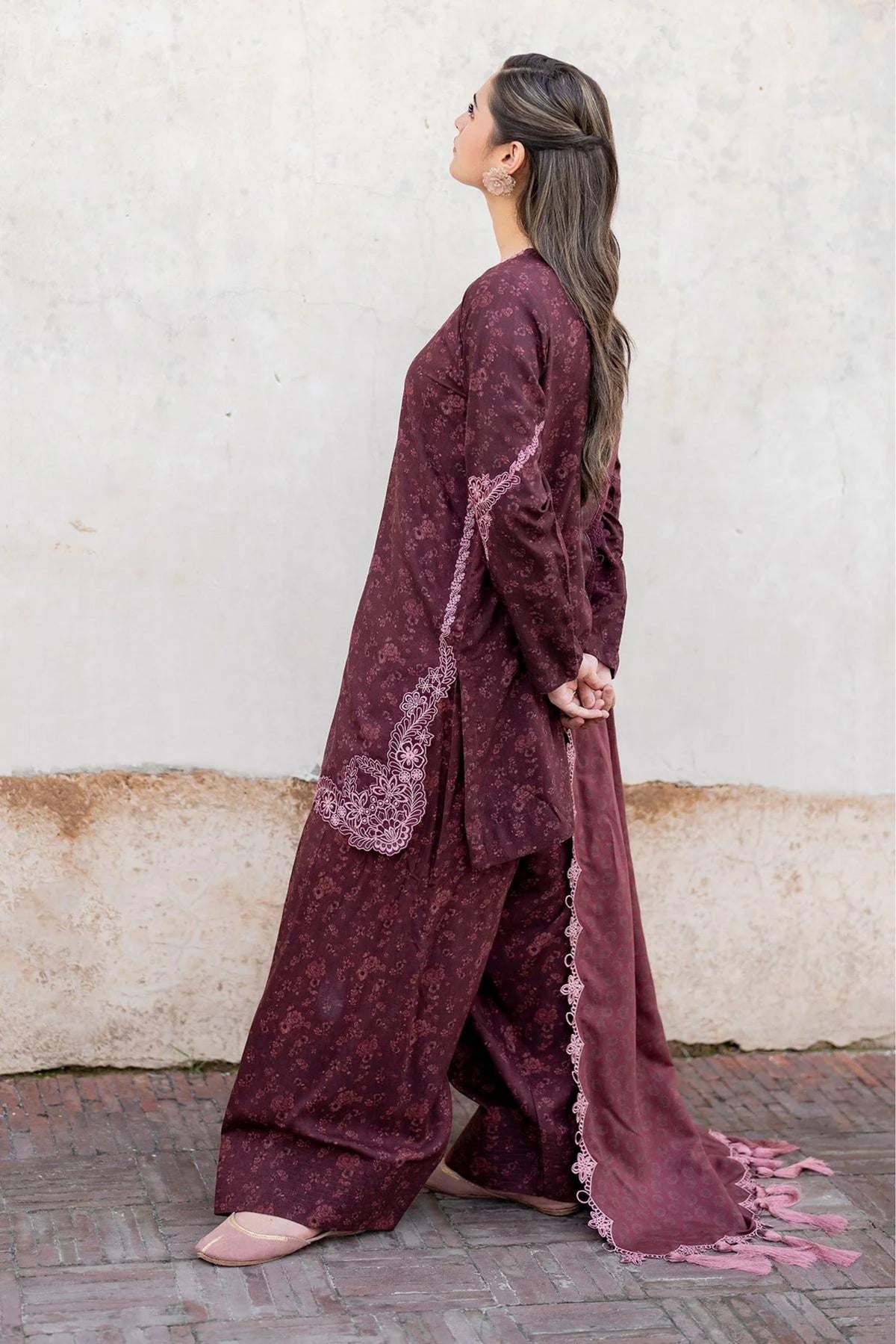 Dark Maroon Viscose Salwar Kameez