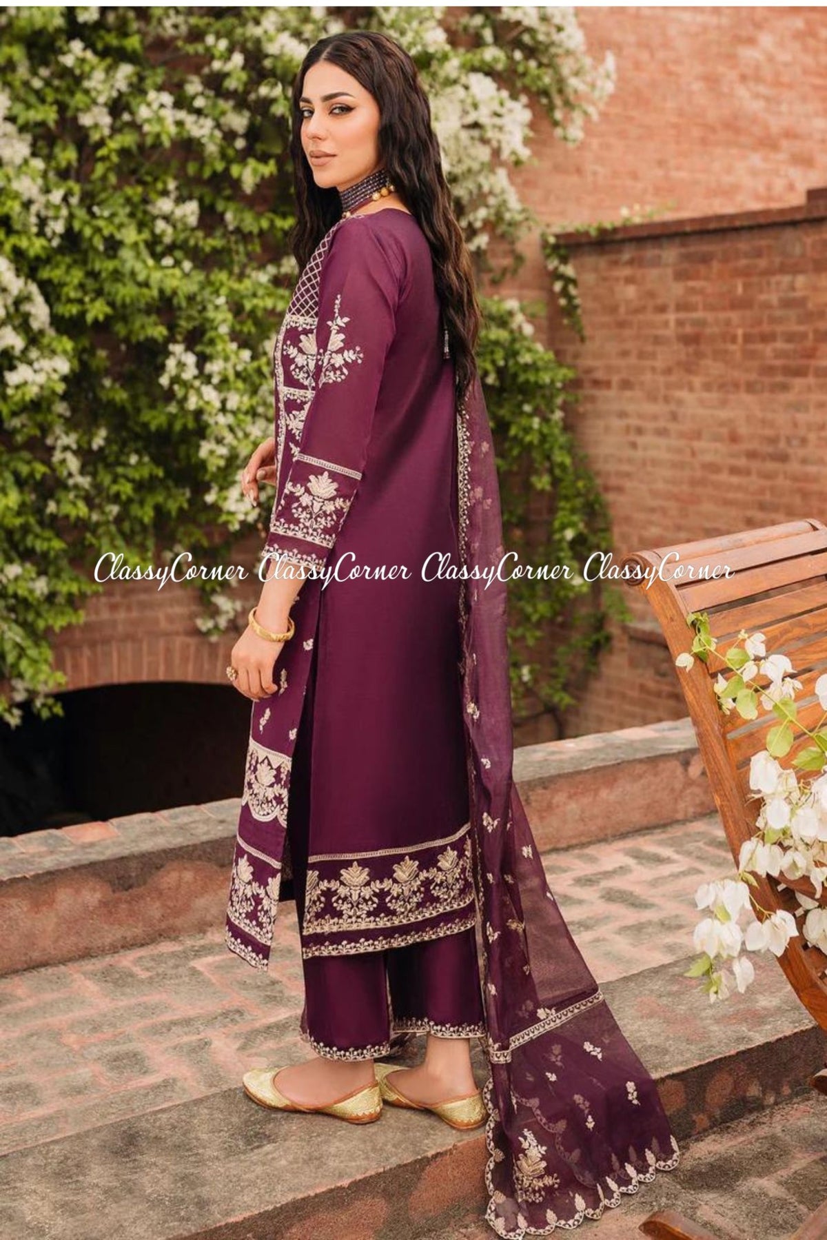 Purple Pakistani Formal Shalwar Kameez