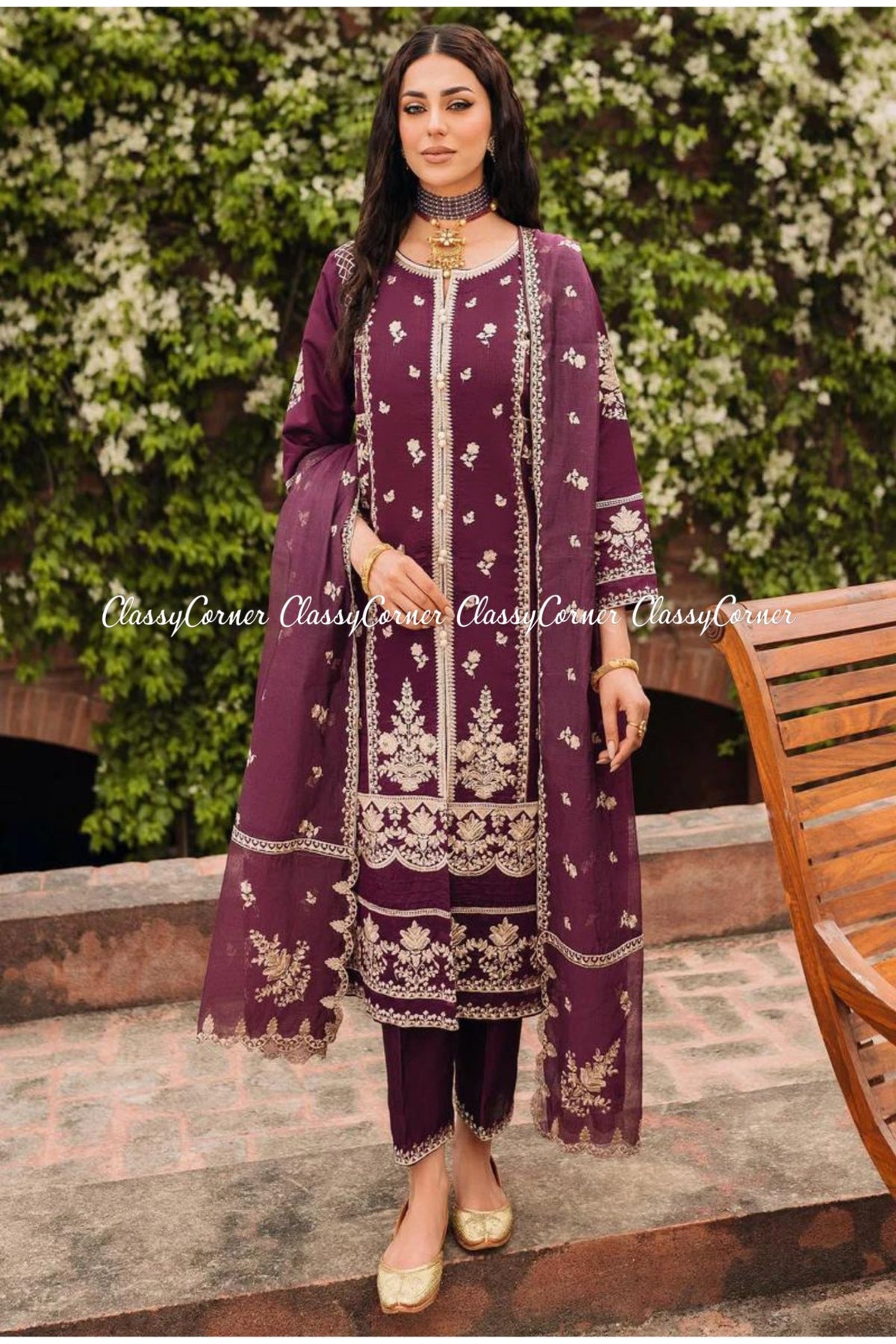 Purple Pakistani Formal Shalwar Kameez