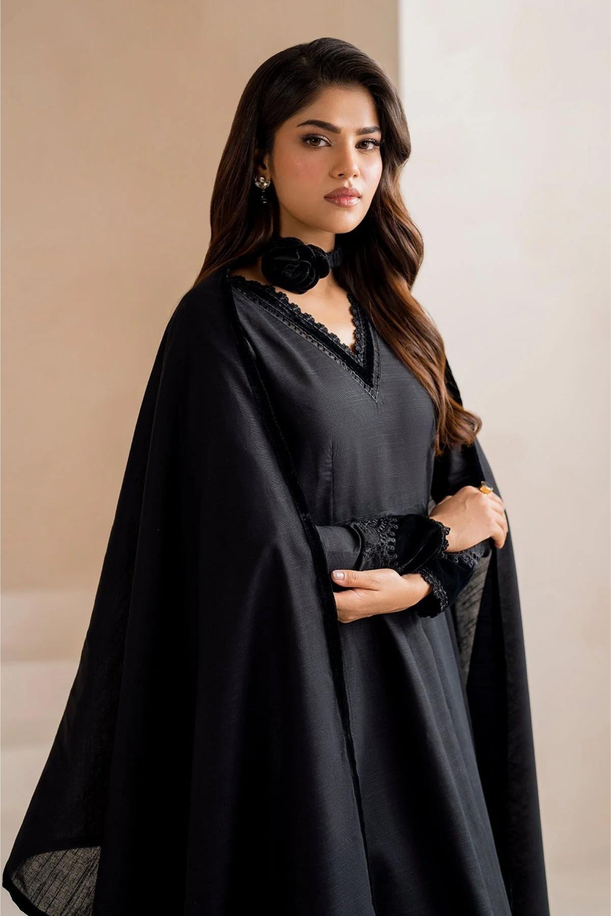 Black Khadar Readymade Frock