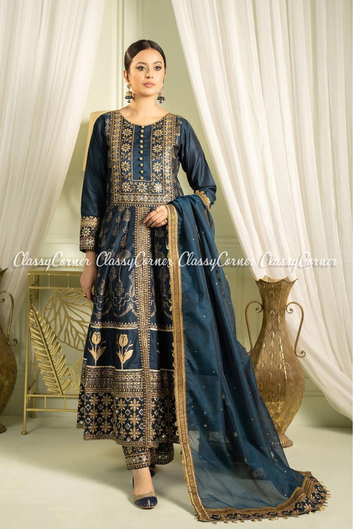 Zinc Katan Embroidered Readymade Suit