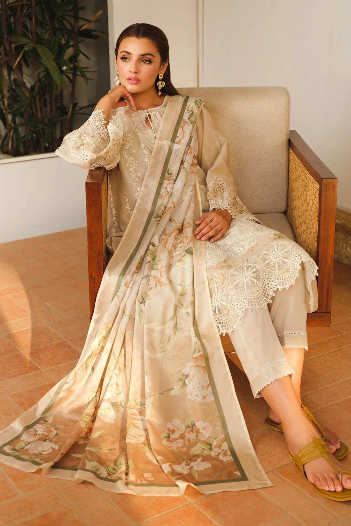 Beige Lawn Formal Wear 3PC Suit