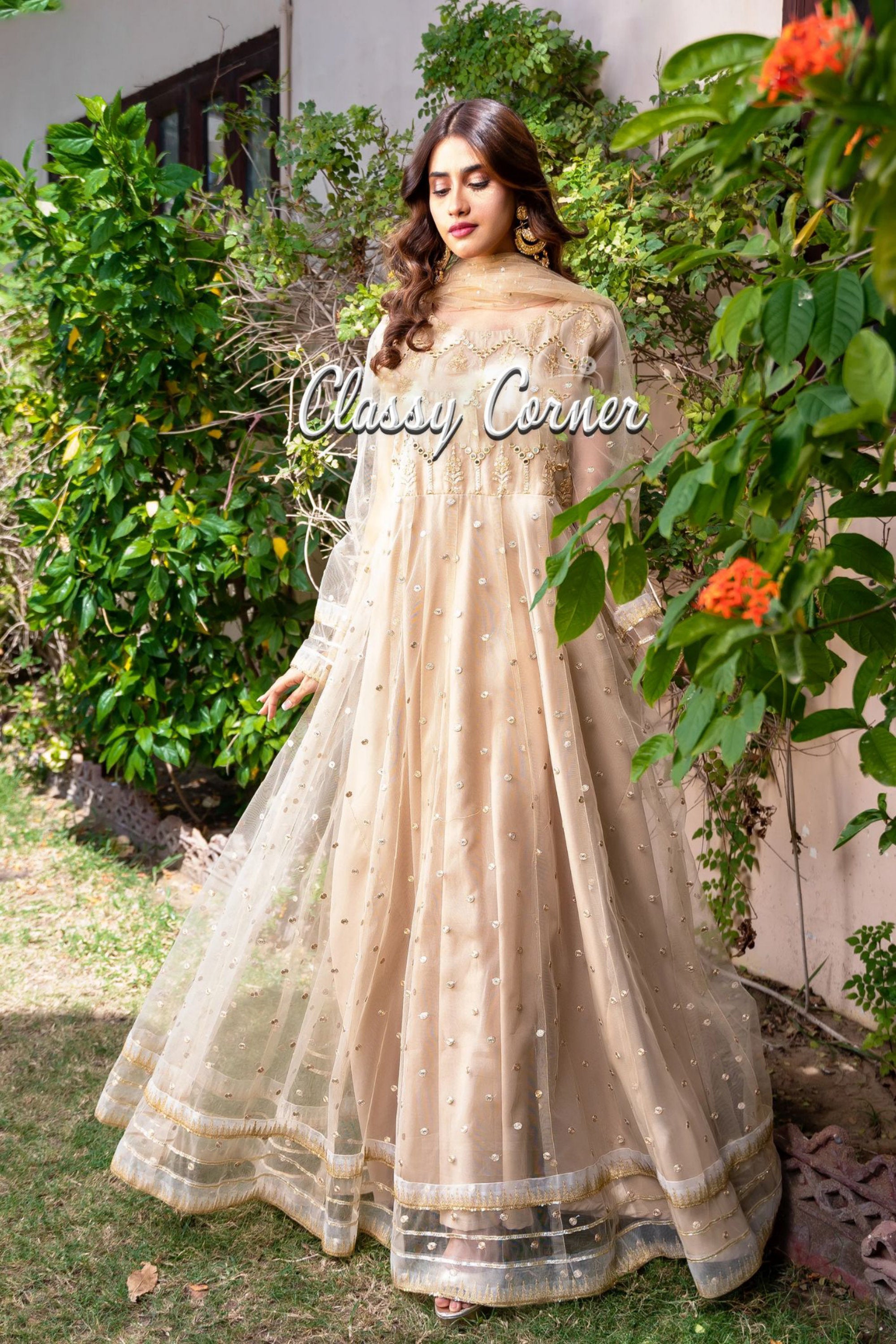 Golden party wear on sale gown