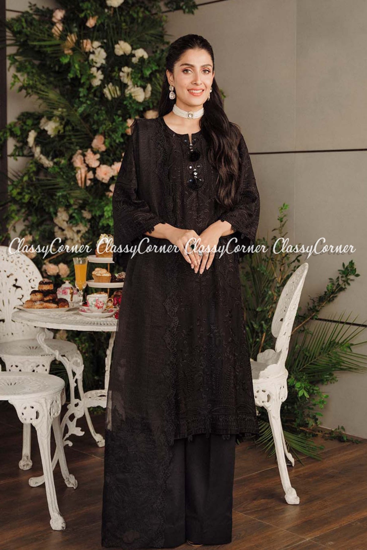 Black Lawn Embroidered Formal Wear Salwar Kameez