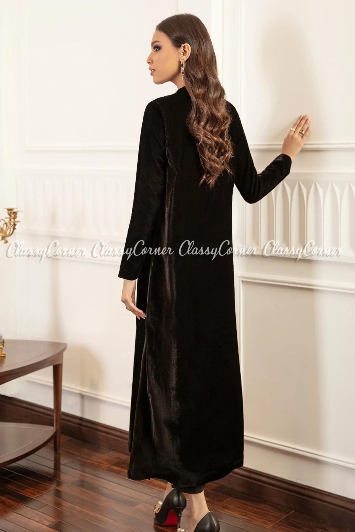 Solid Velvet Black Pakistani Outfit