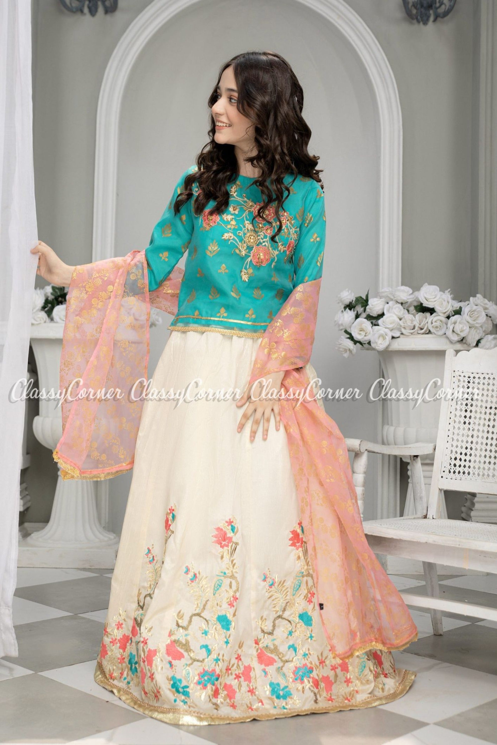 Halfsaree /lehenga designs | Fashionable saree blouse designs, Half saree  designs, Lehenga designs