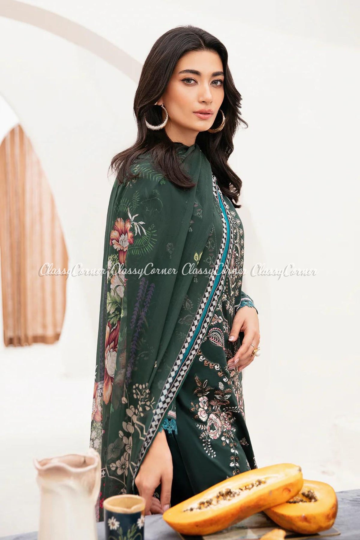 lawn embroidered semi formal suits for women