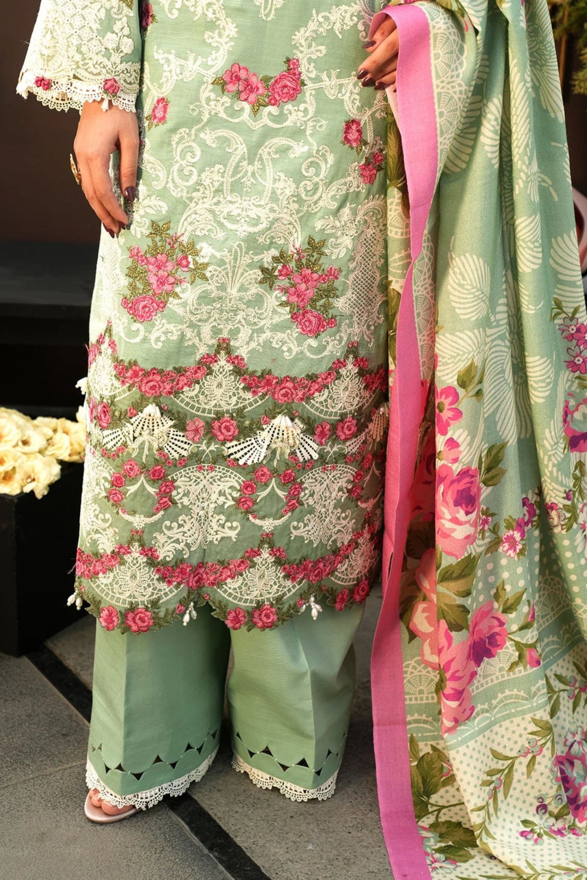 Aqua Green Khadar Outfit