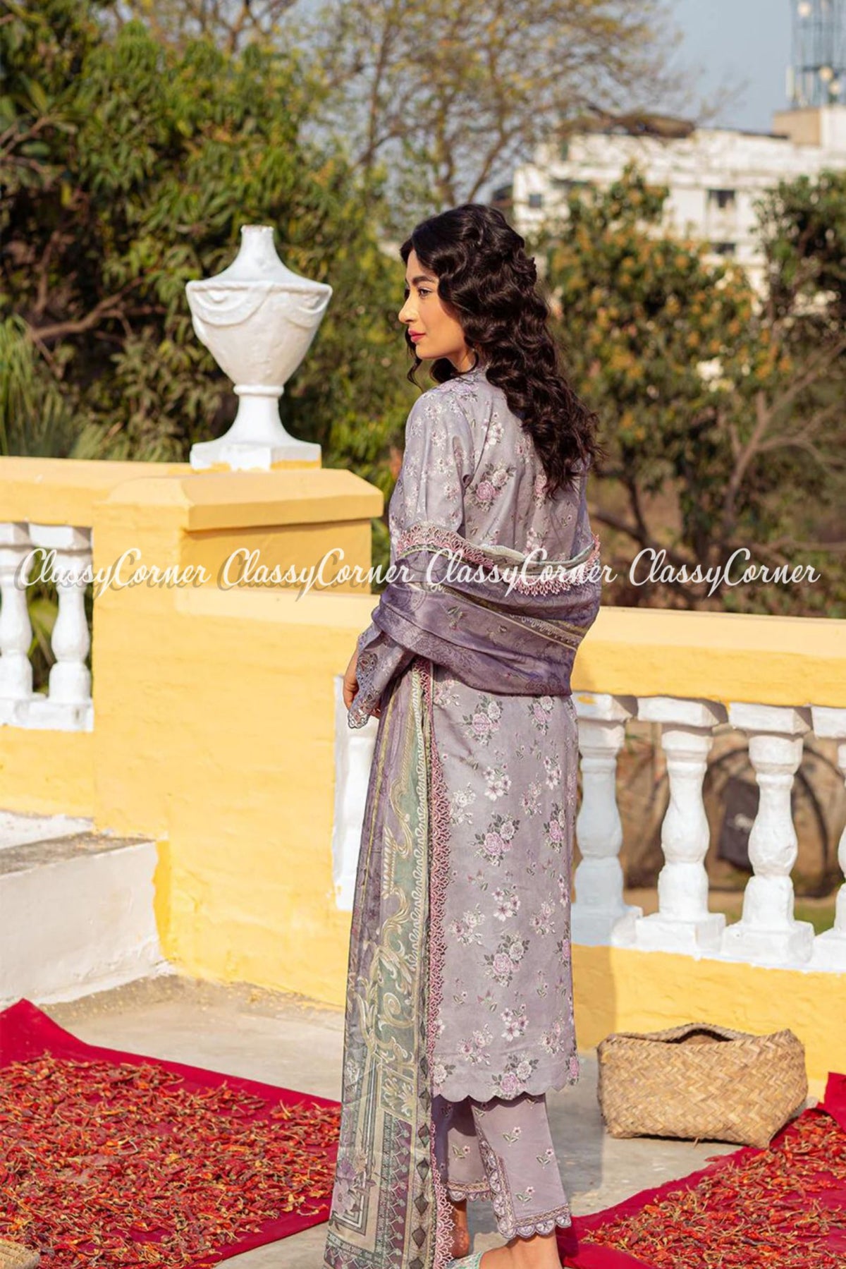 Grey Lawn Embroidered Pakistani Salwar Kameez