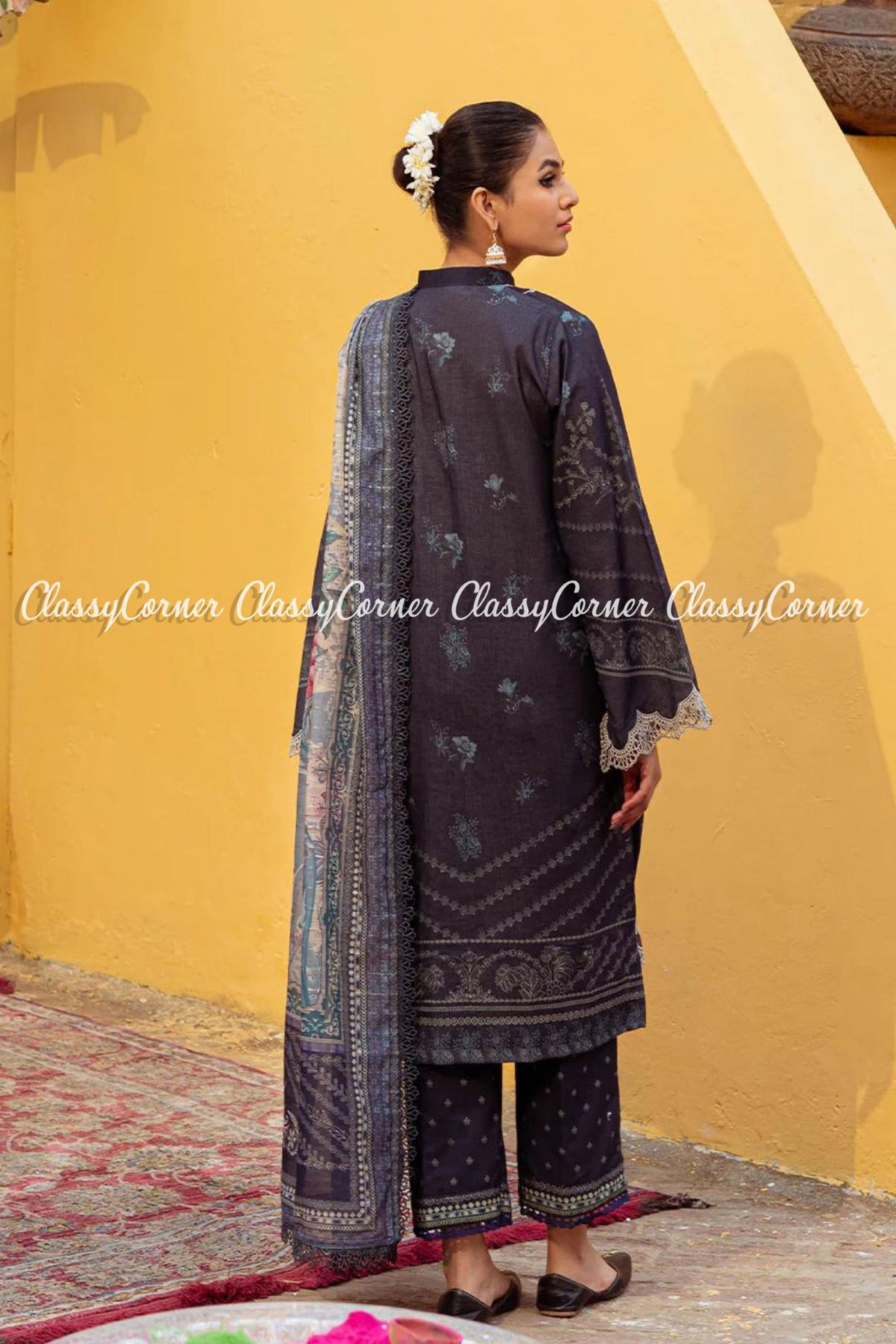 Grey Skin Lawn Embroidered Pakistani Salwar Kameez