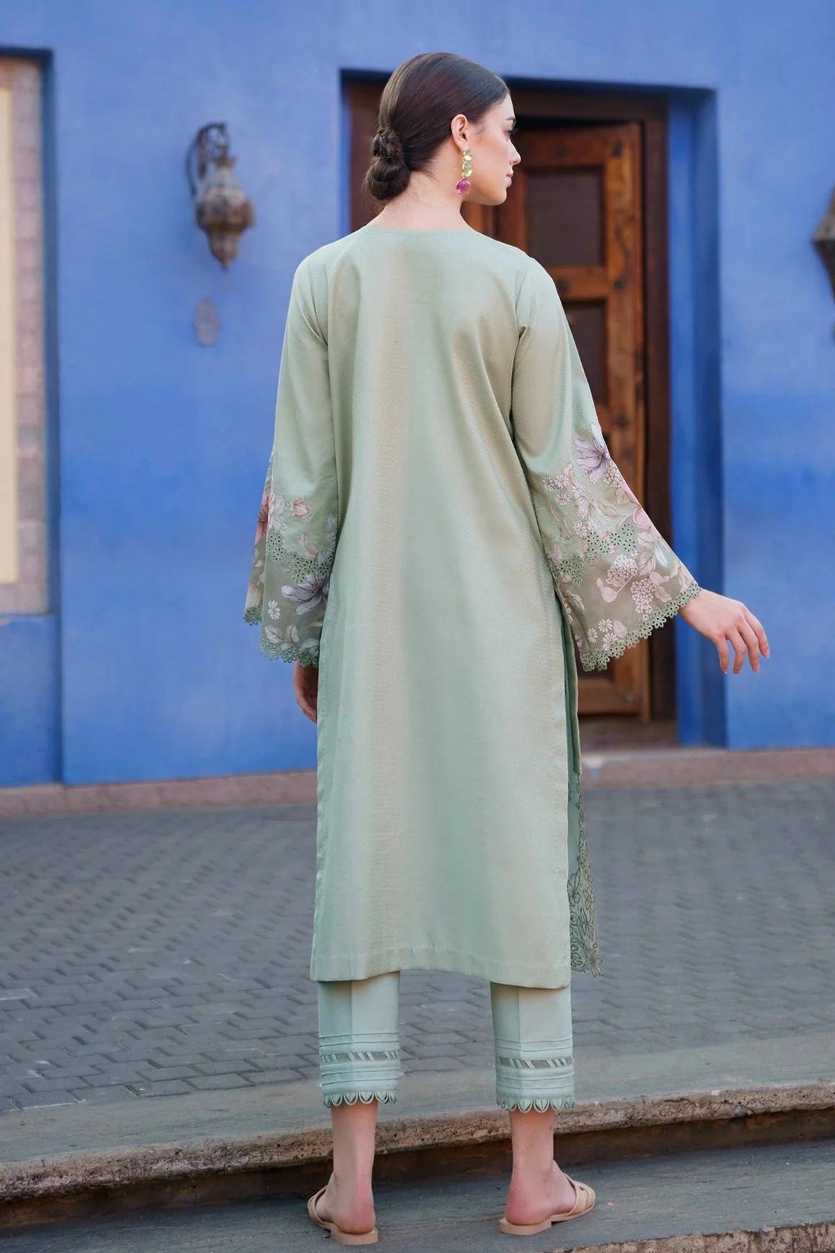 Pastel Green Embroidered Lawn 2PC Suit