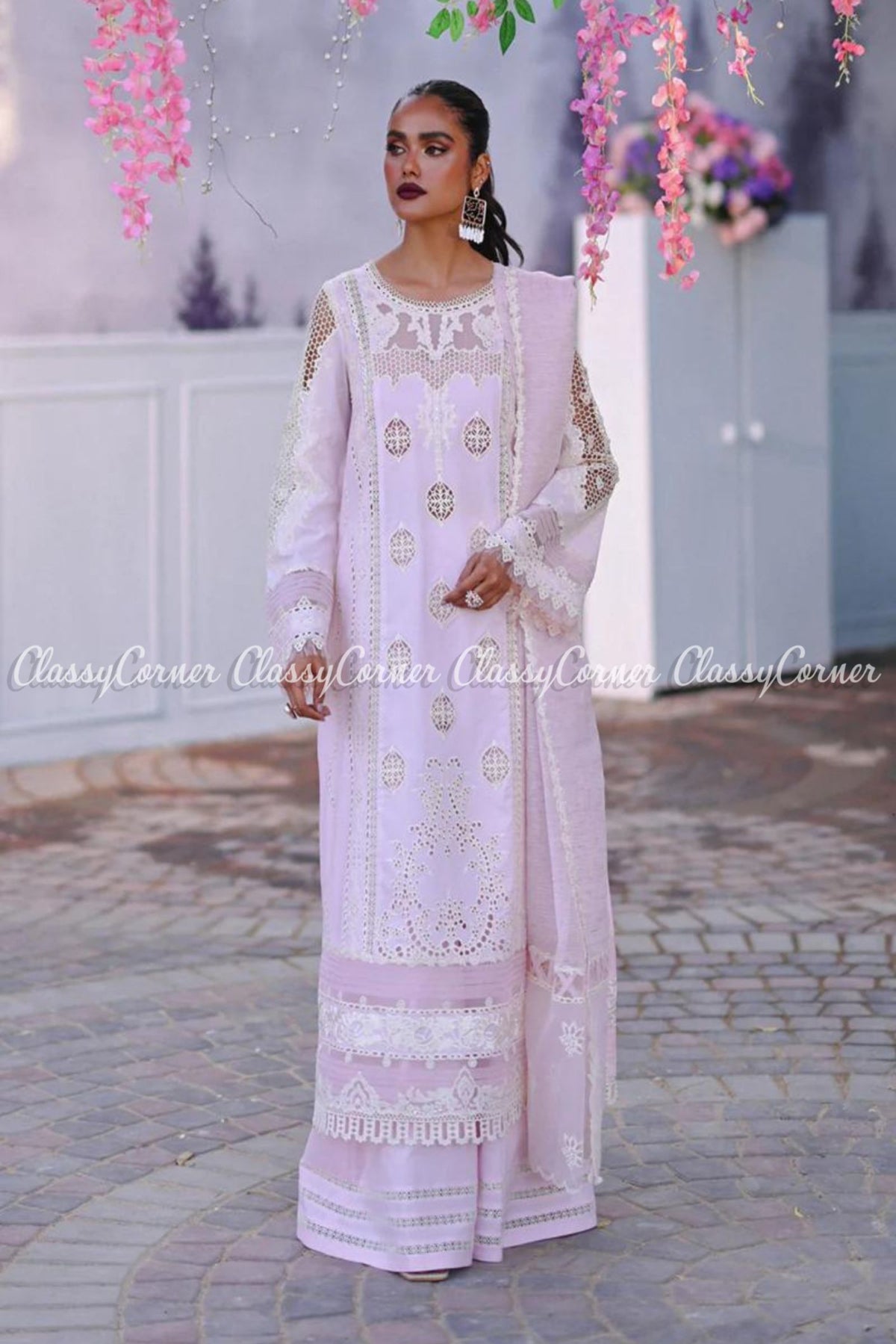 Light Lavender Lawn Embroidered Formal Wear Salwar Kameez