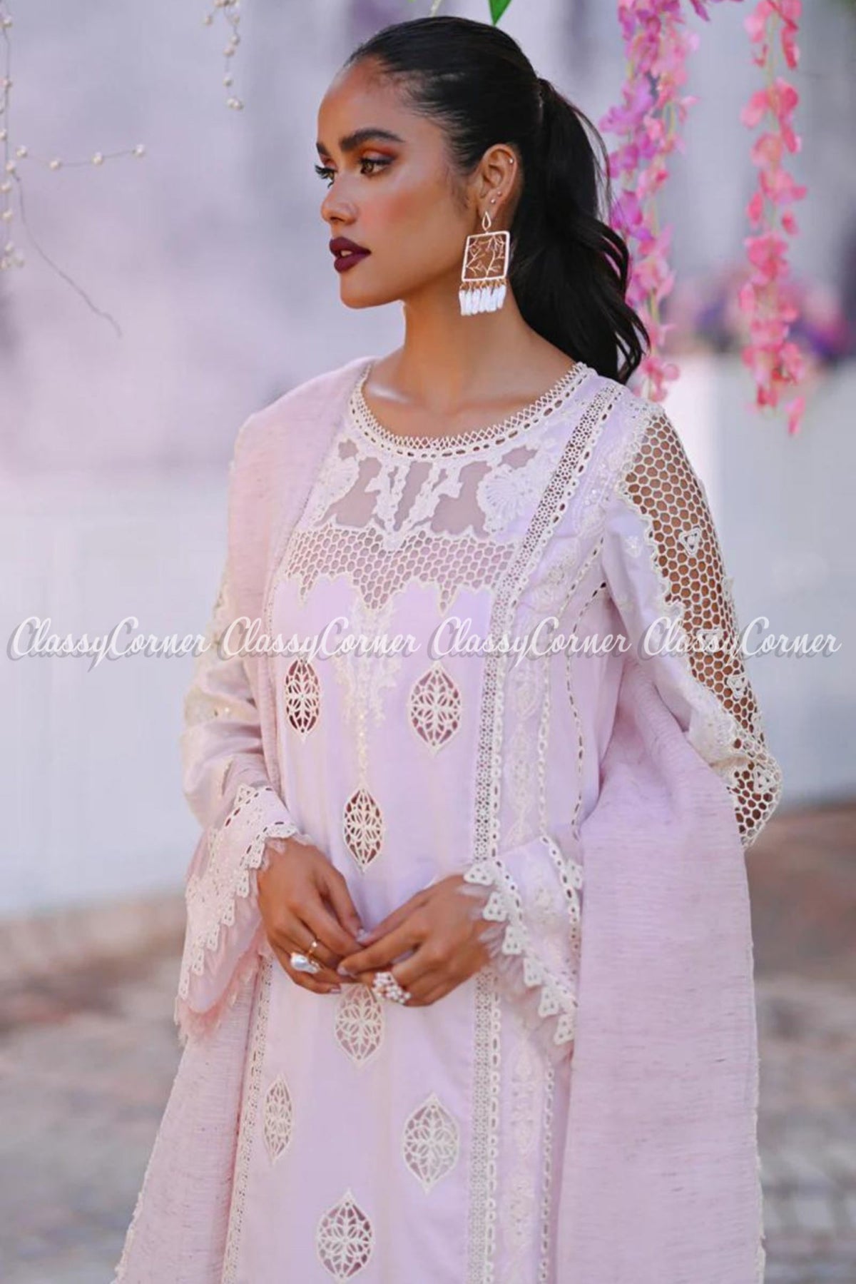 Light Lavender Lawn Embroidered Formal Wear Salwar Kameez