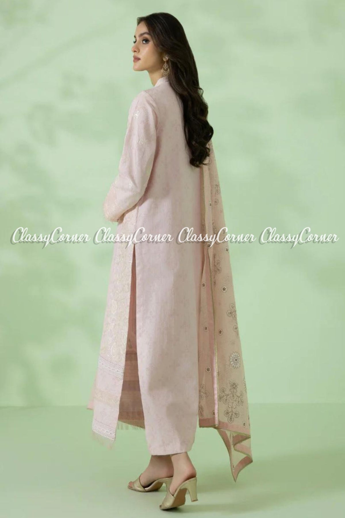 Light Pink Embroidered Pakistani Formal Wear 3 Piece Outfit