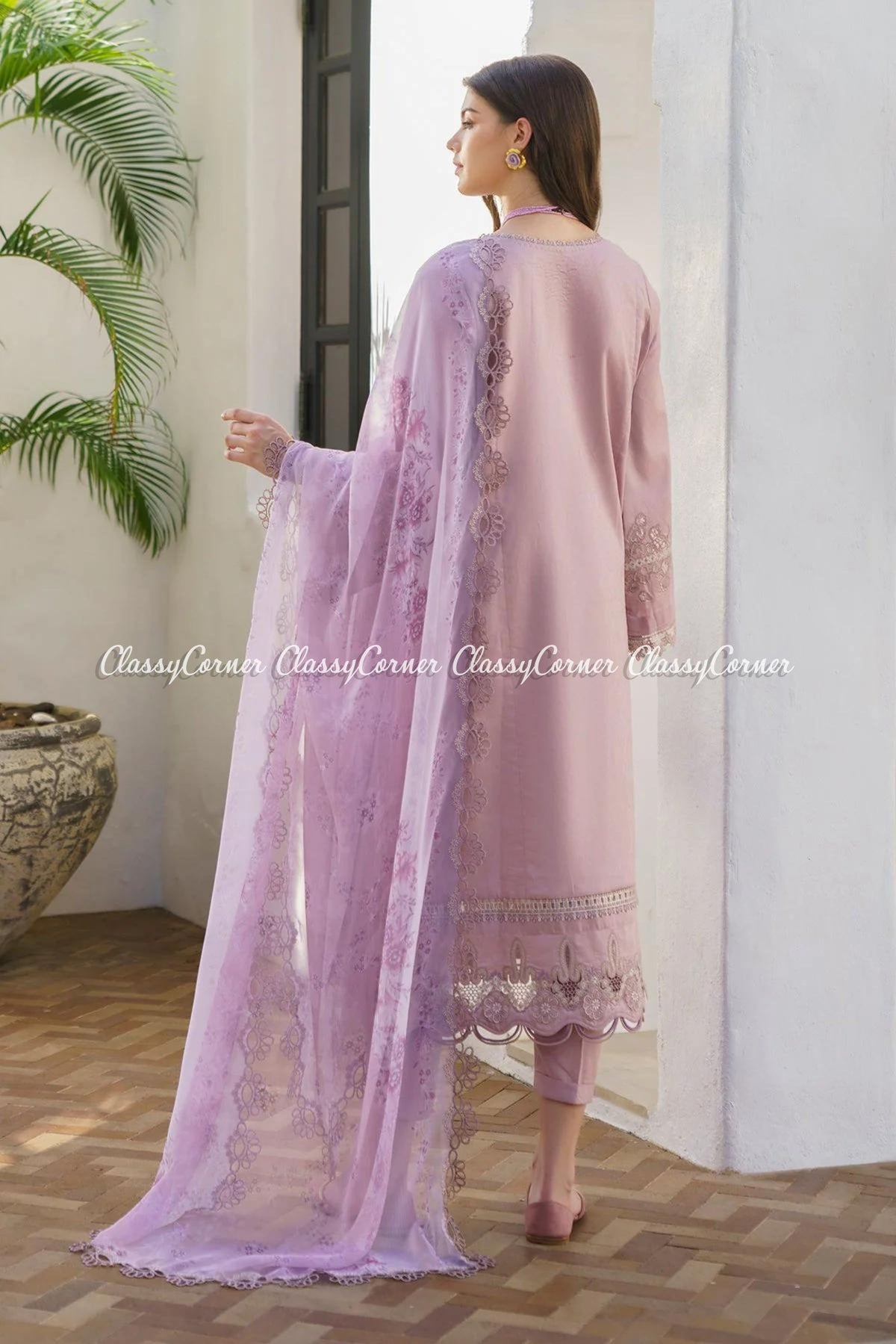 Lilac Embroidered Lawn Pakistani 3pc Suit