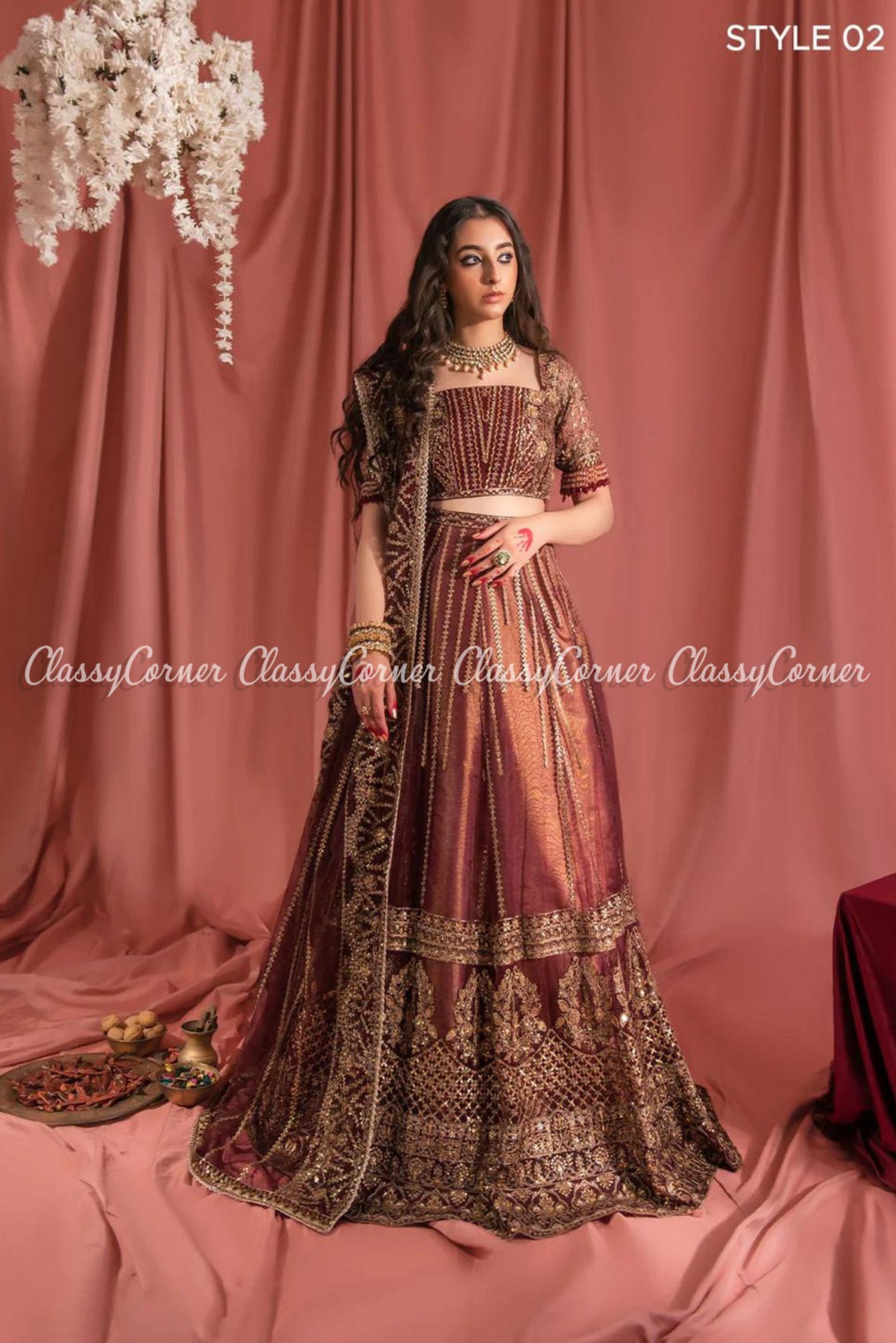 Red & Golden Embroidered Bridal Lehenga Set – 101 Hues