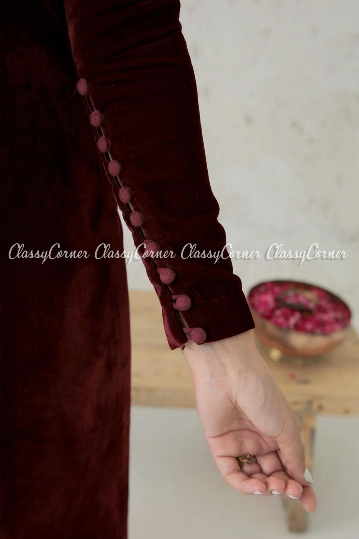 Maroon Velvet Pakistani Salwar Kameez Outfit