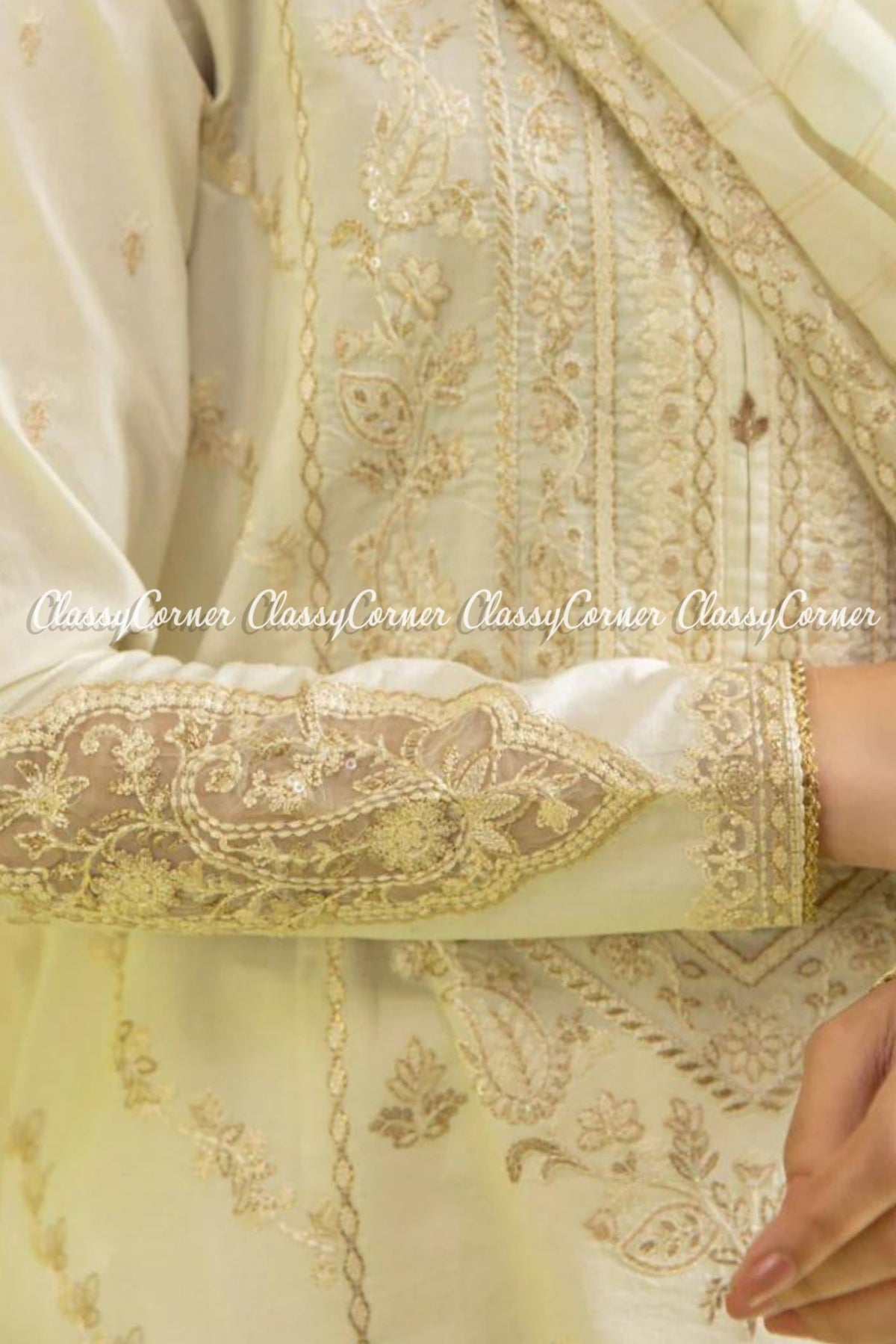 Off White Lawn Embroidered Formal Wear Salwar Kameez