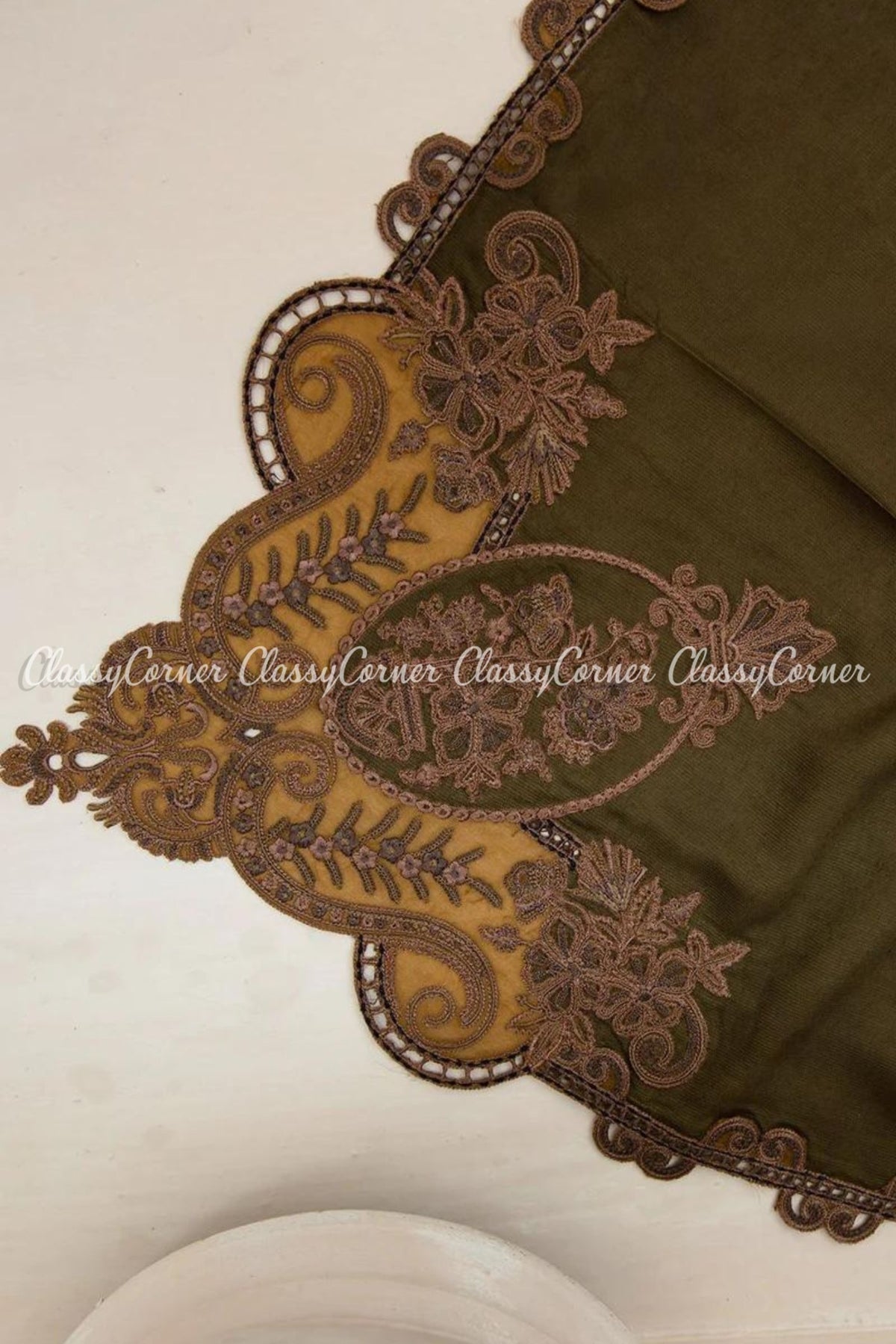 Olive Green Printed Viscose Formal Wear Salwar Kameez