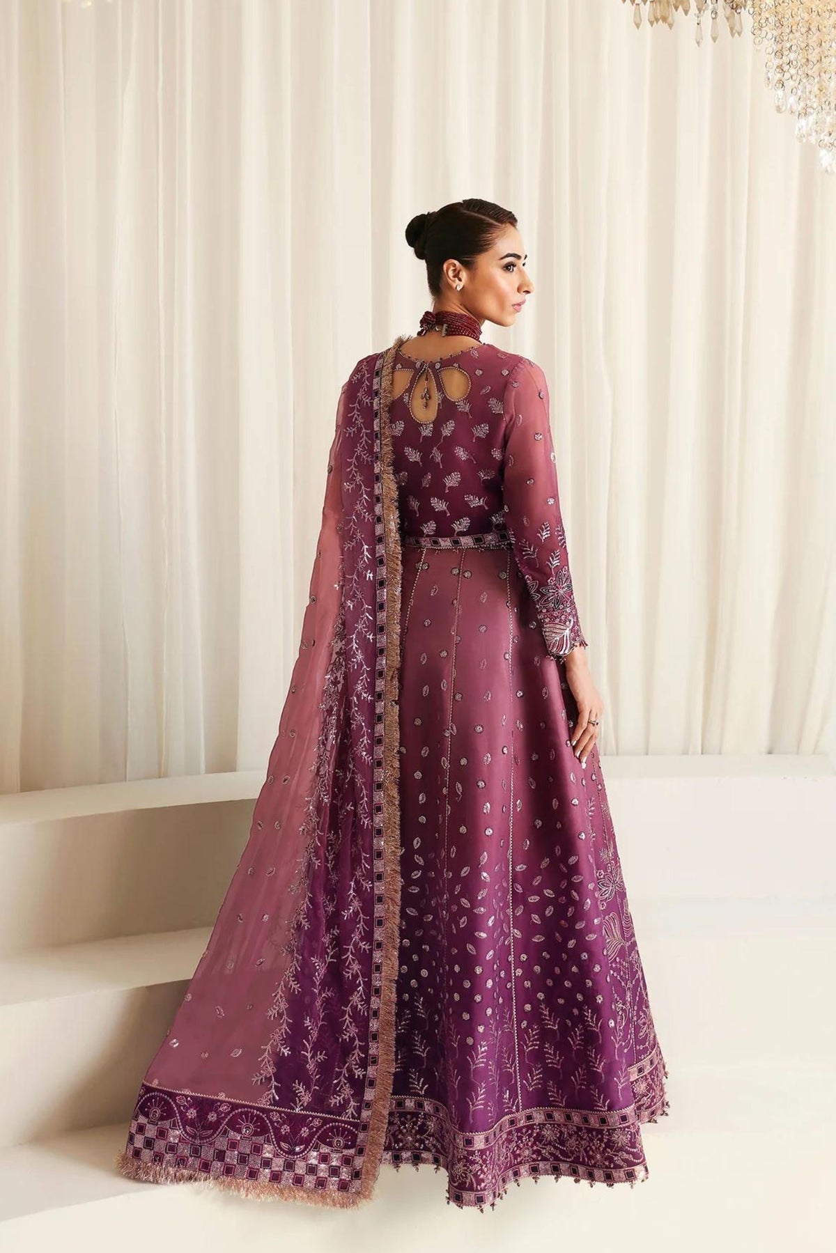 Purple Shaded Chiffon Party Wear Outfits