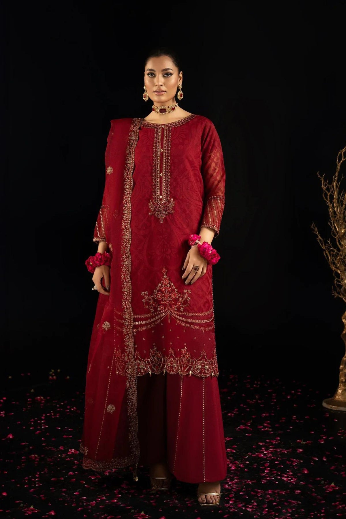 Maroon Party Wear Readymade Suit