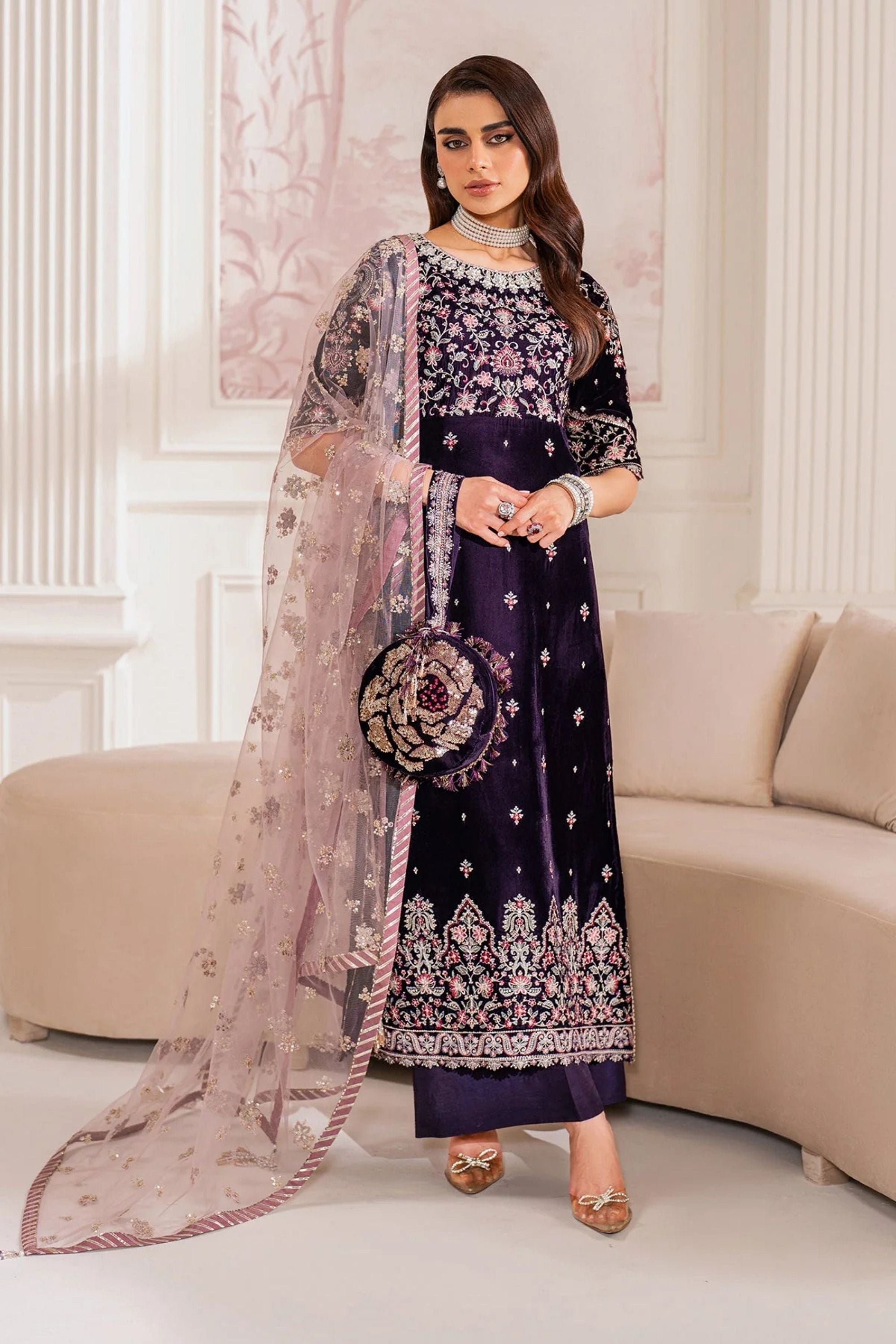  Pakistani Velvet Party Wear Suits Online