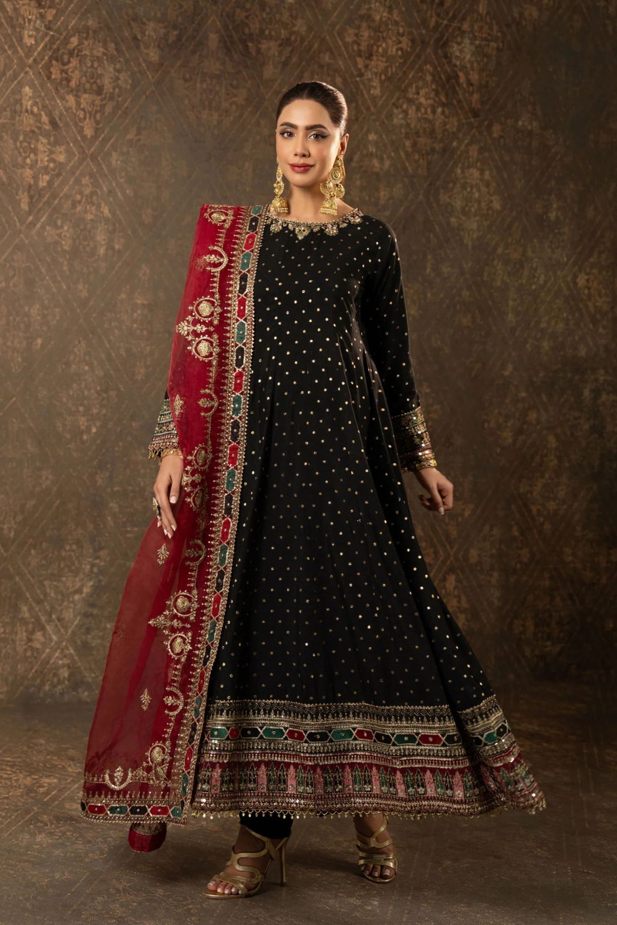 Black Readymade Party Wear Frock