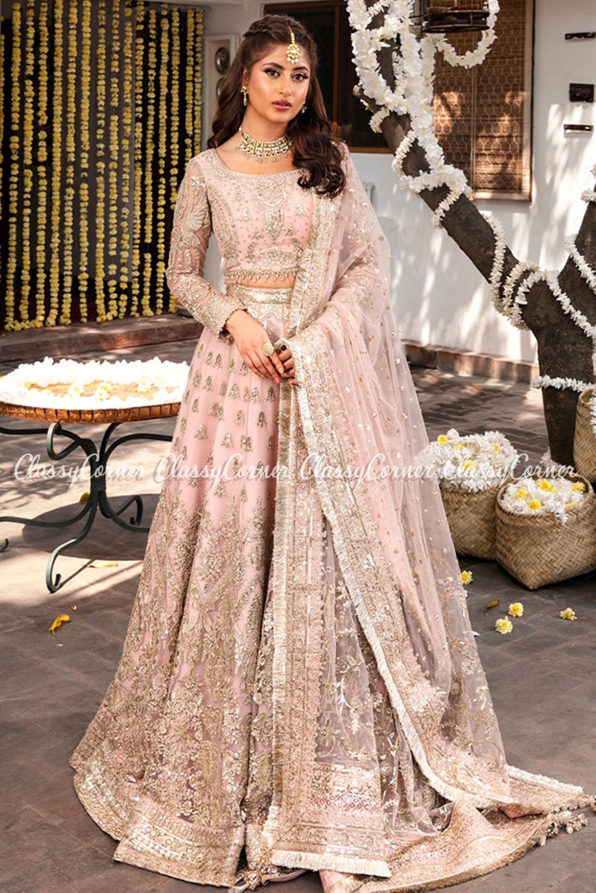 Wedding Wear Light Pink And Silver Chanderi Embroidered Lehenga Choli at Rs  6500 in Jaipur