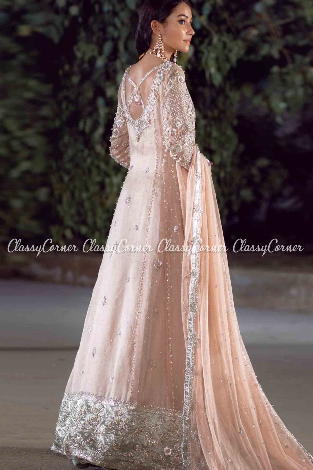 Crystal Pink Soft Organza Bridal Wear Gown