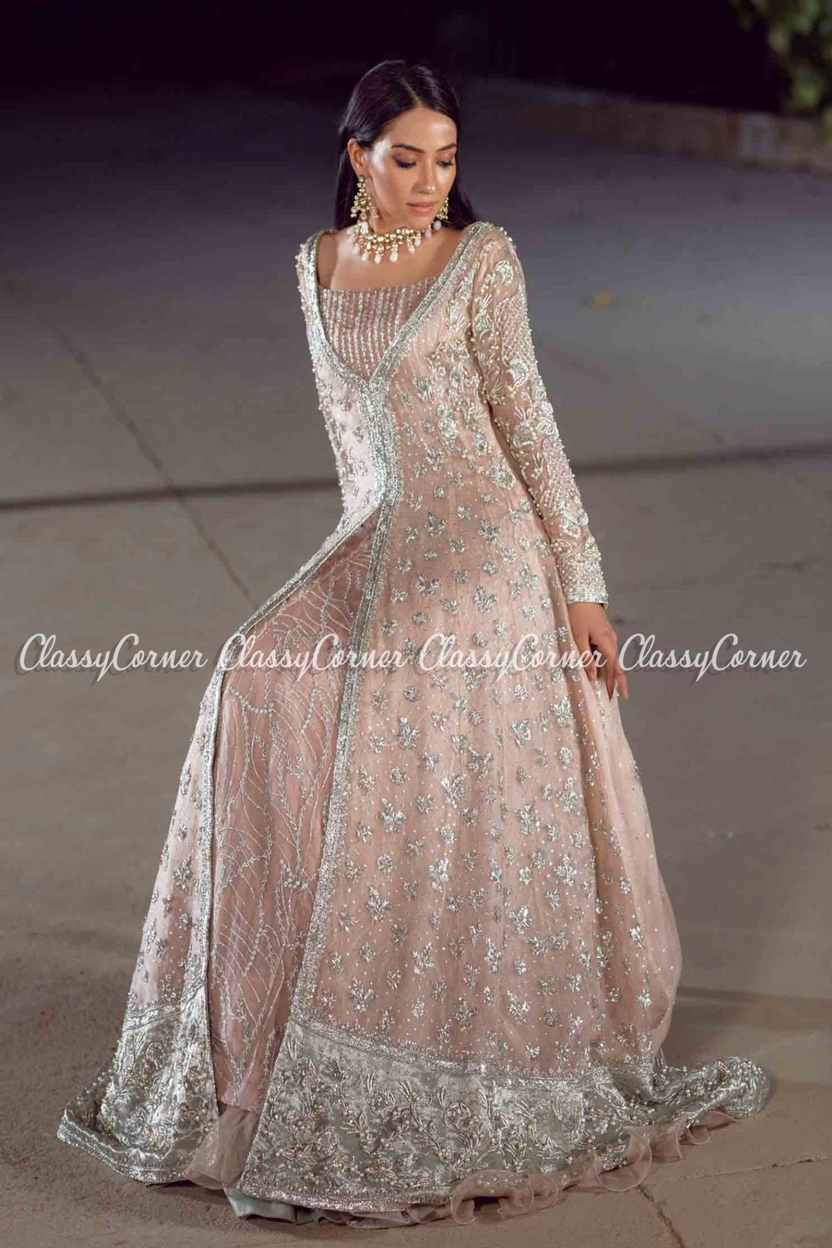 Crystal Pink Soft Organza Bridal Wear Gown