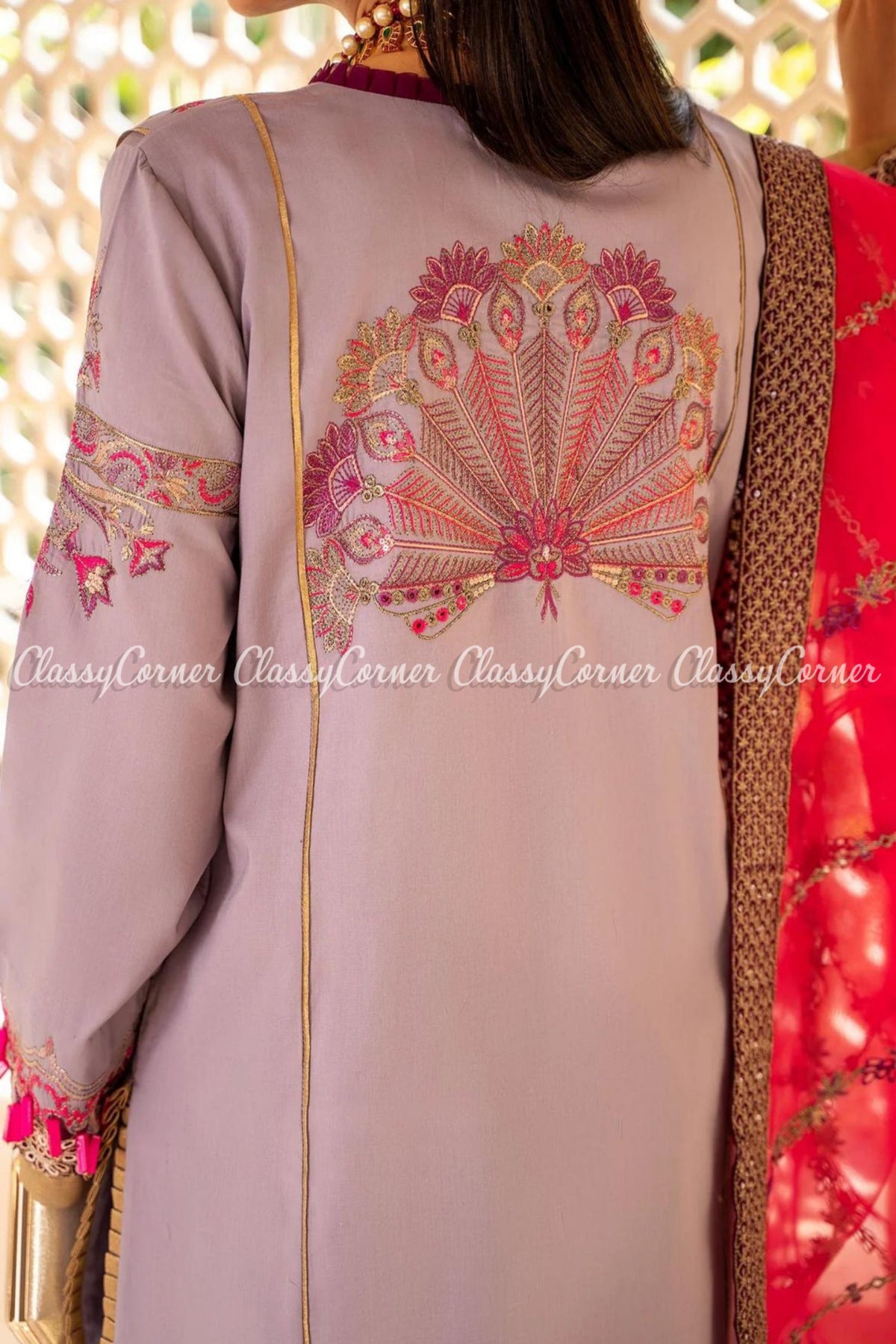 Mauve Pink Embroidered Lawn Formal Wear Salwar Kameez