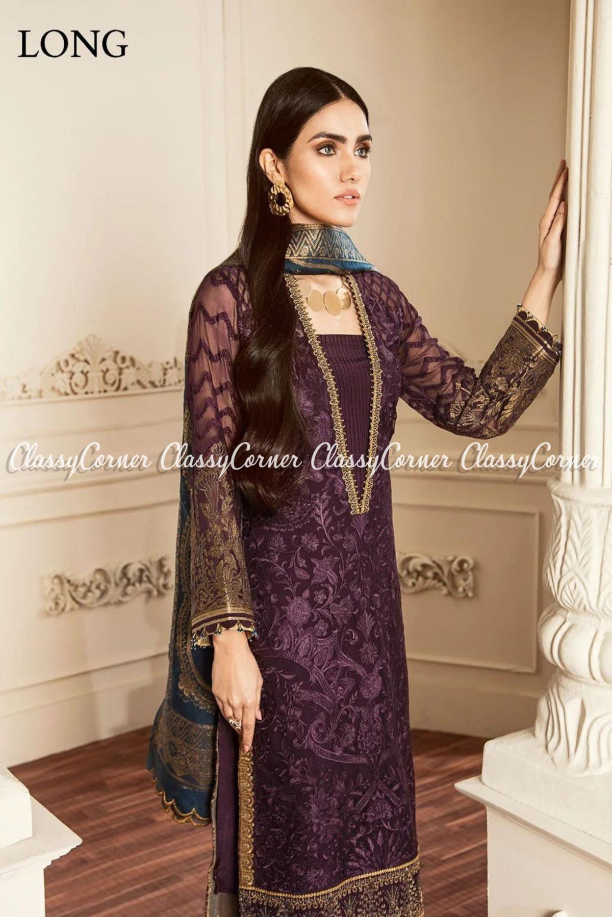 Purple Zinc Chiffon Embroidered Pakistani Salwar Kameez