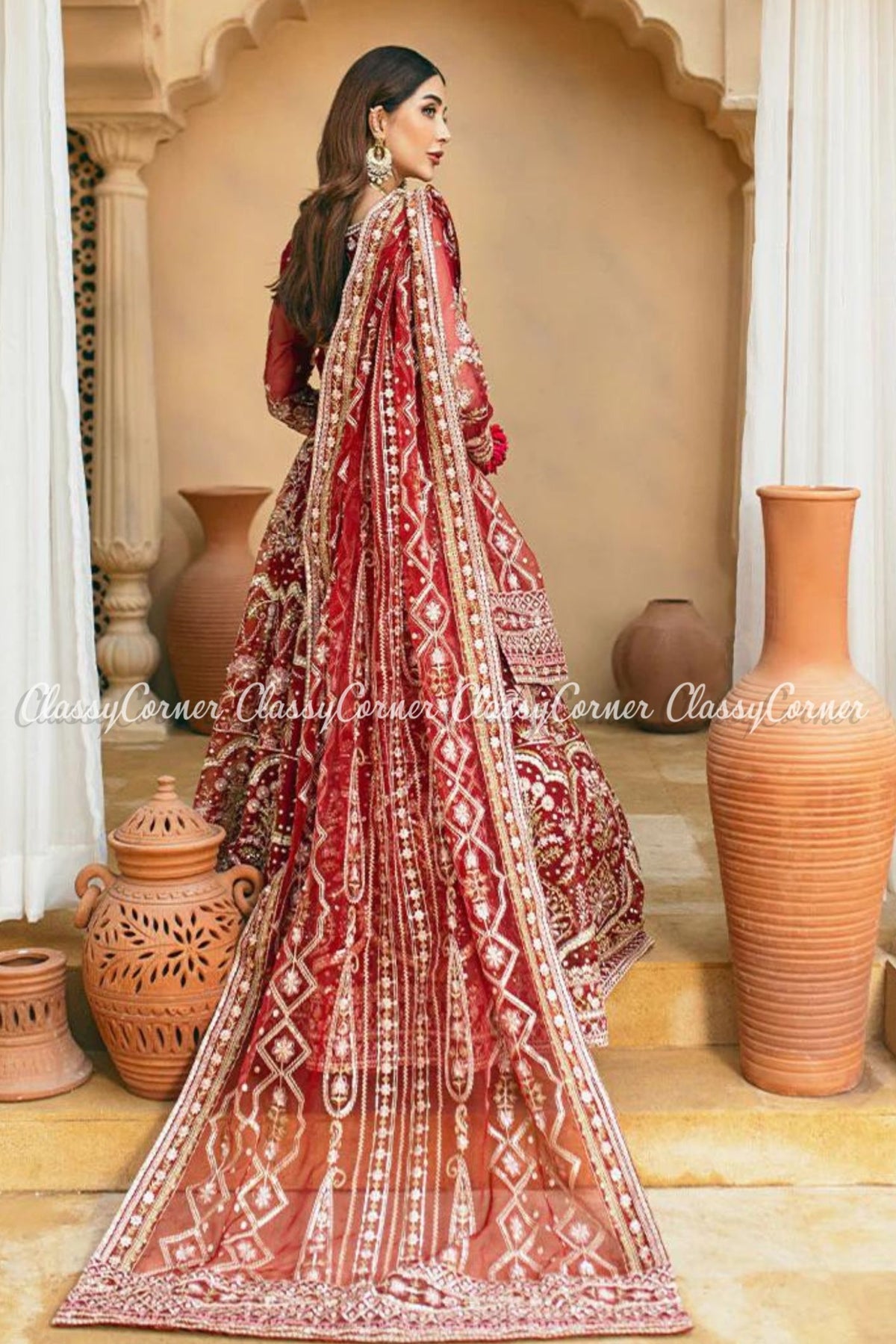Red Golden Organza Embellished Wedding Wear Lehenga Choli