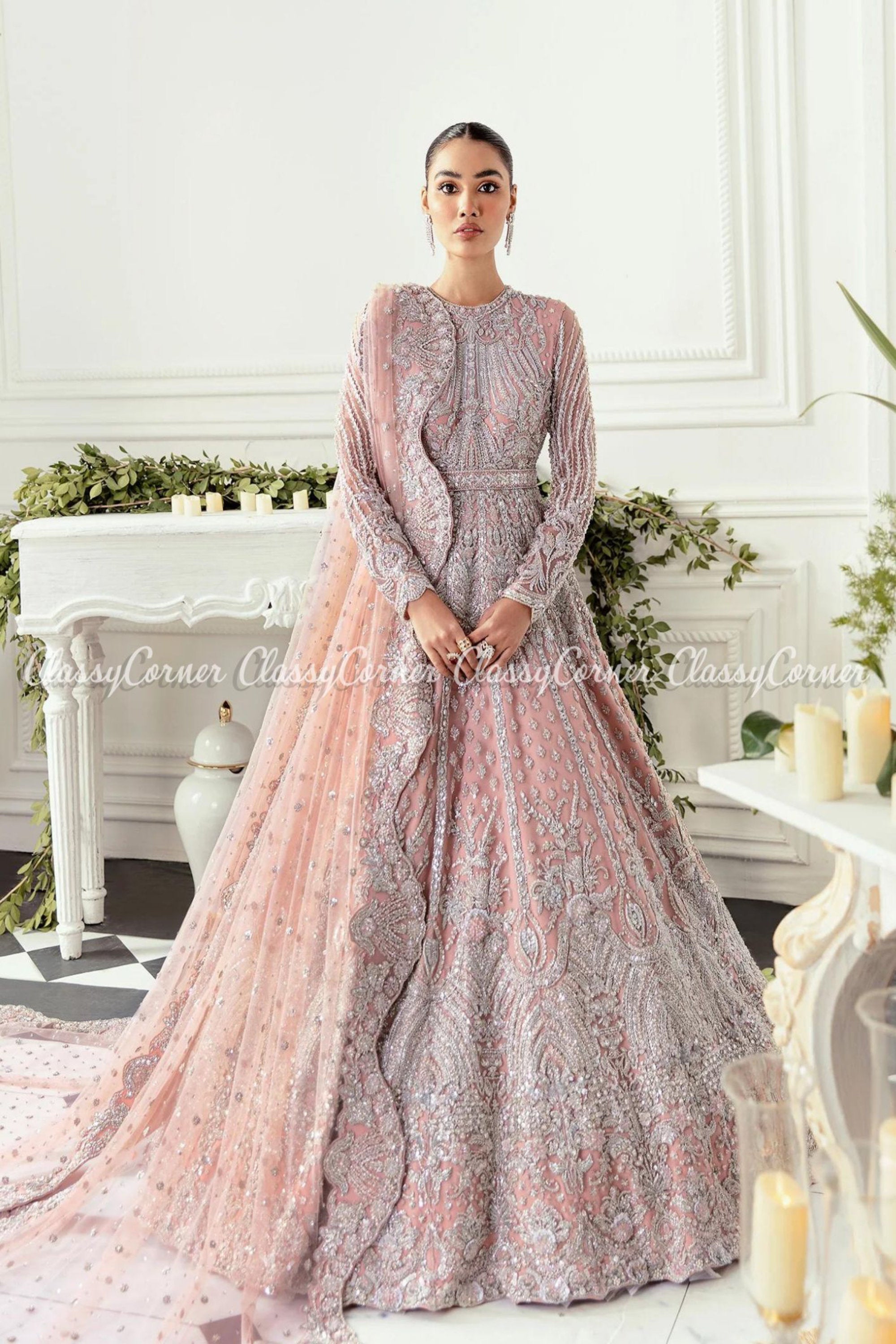 Pink and outlet silver gown