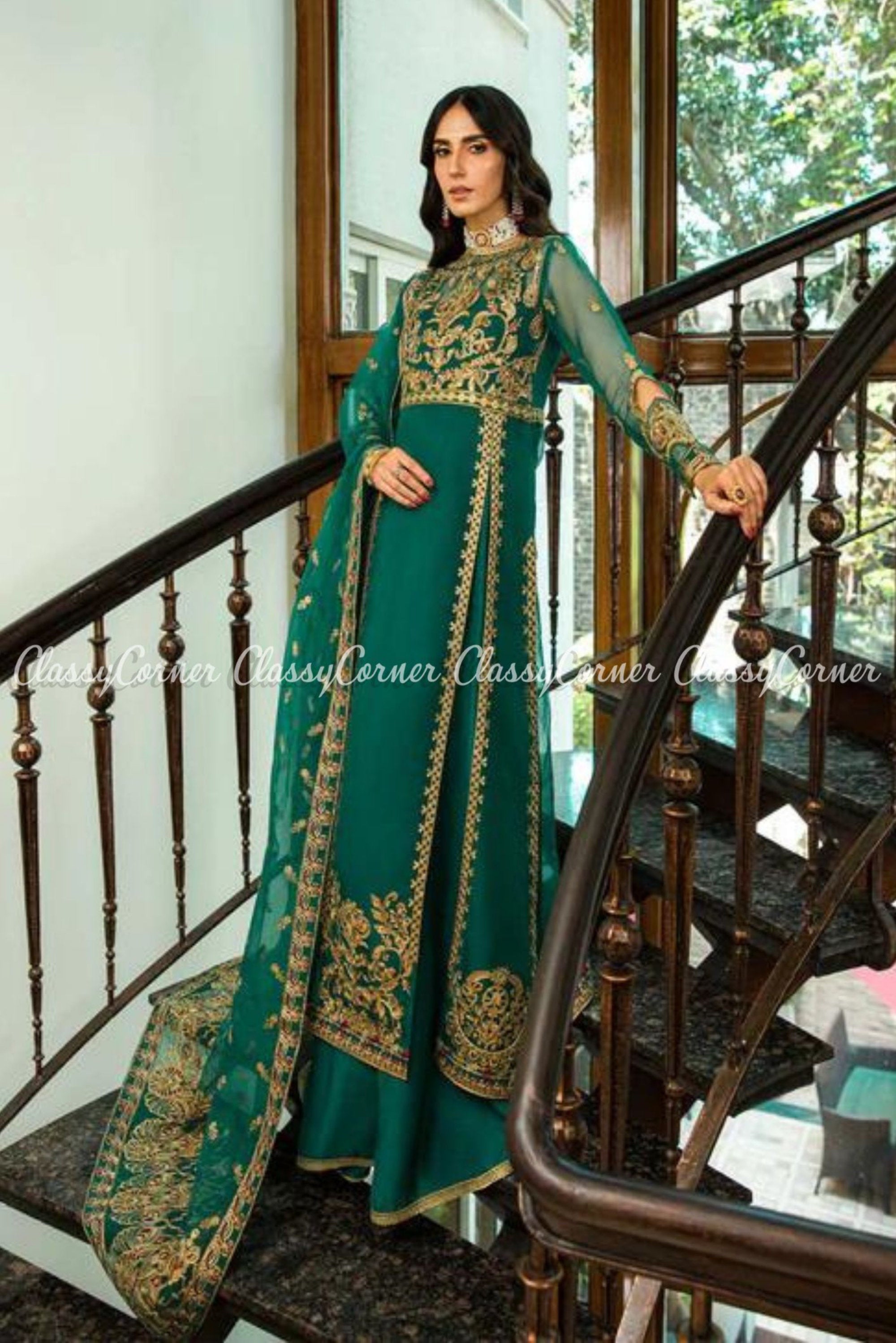 EXCLUSIVE EMERALD GREEN LUXURY PRET – SDS492 – Exclusive Online Boutique