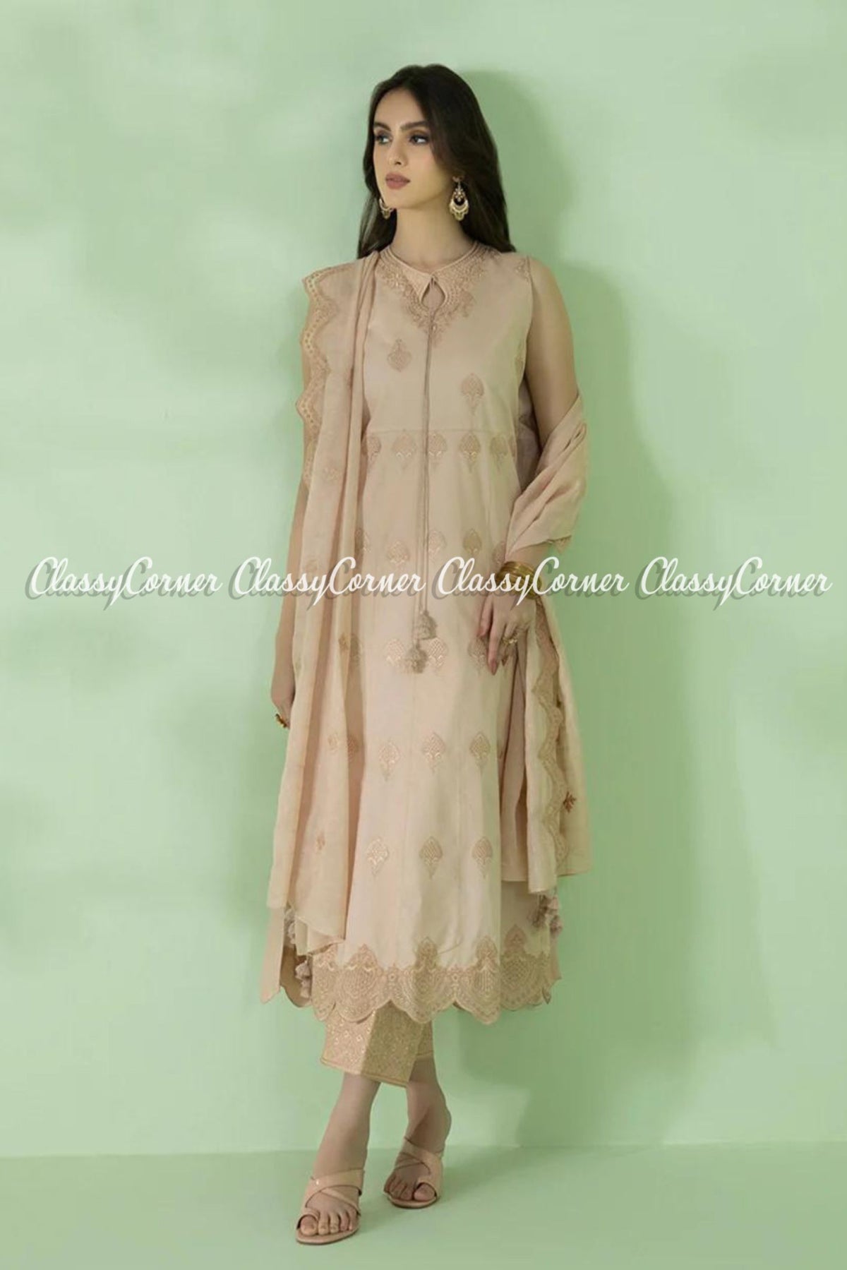 Teak Pink Lawn Embroidered Salwar Kameez Dress