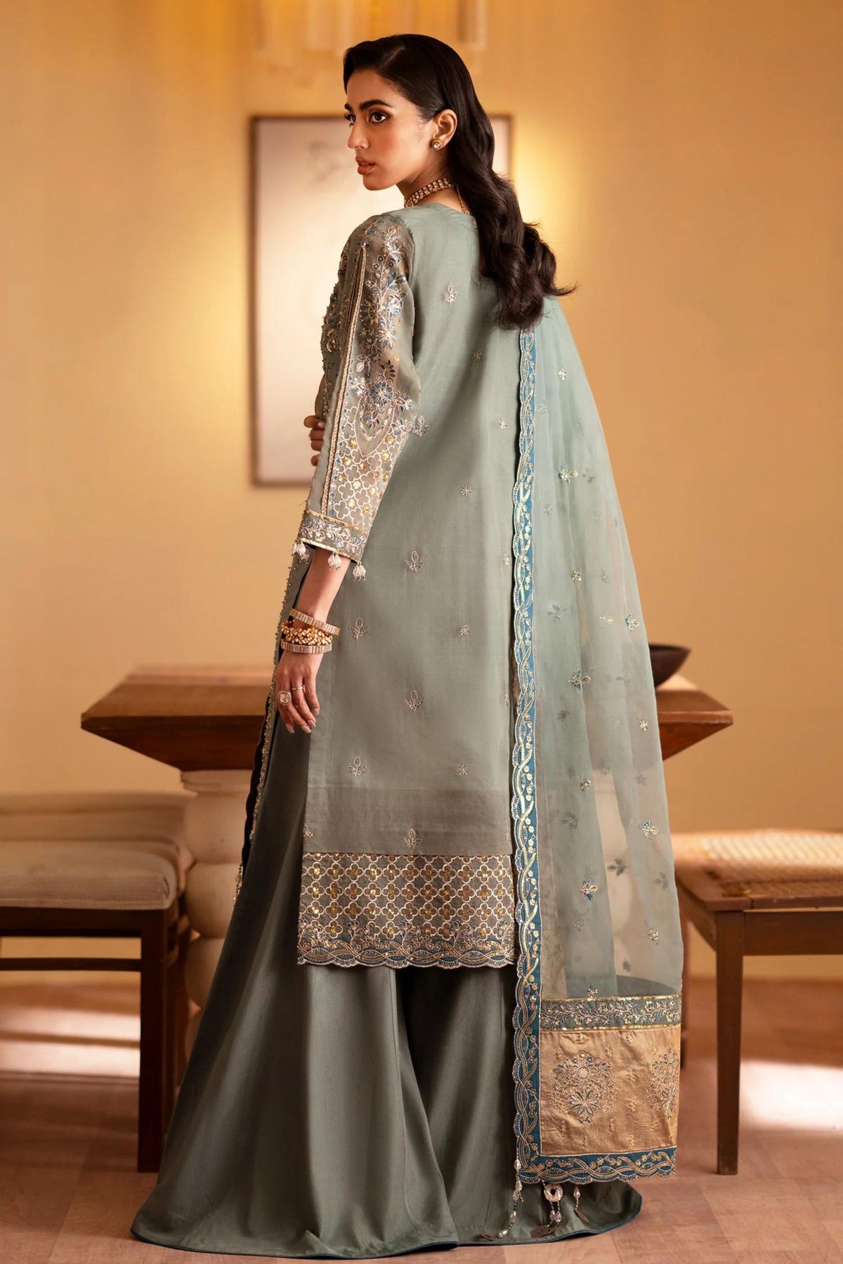 Pakistani Organza Party Wear Sharara