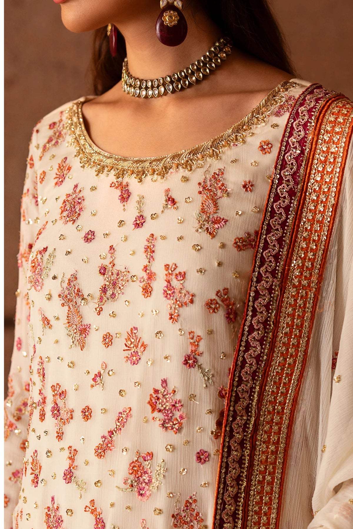 White Chiffon Wedding Wear Sharara